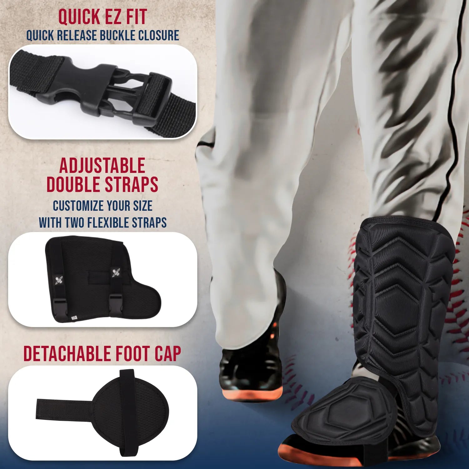 Baseball Batter's Leg Guard with Adjustable Straps Lazer