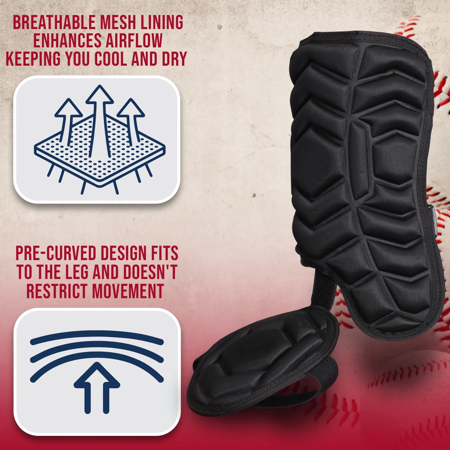 Baseball Batter's Leg Guard with Adjustable Straps Lazer