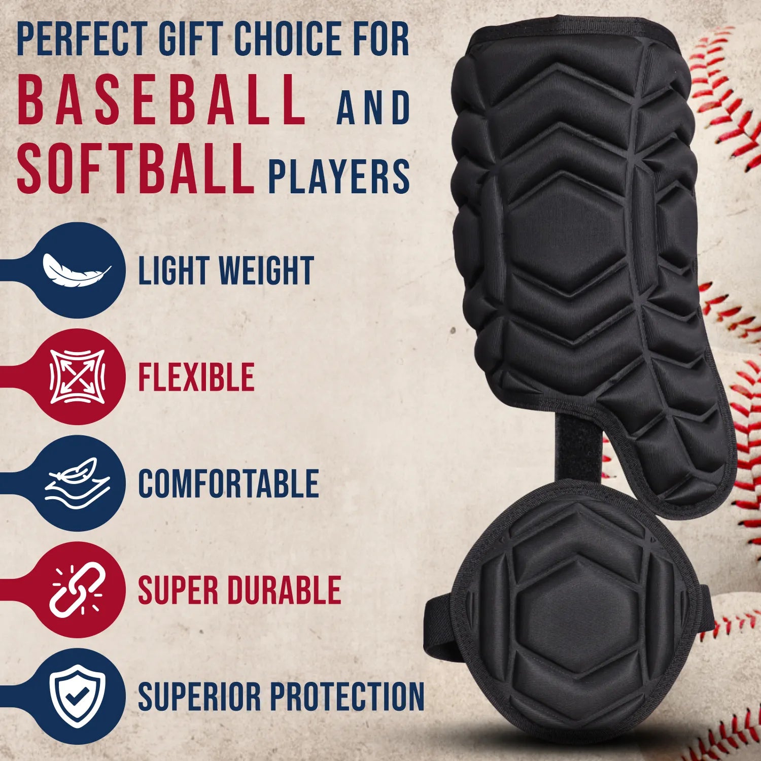 Baseball Batter's Leg Guard with Adjustable Straps Lazer