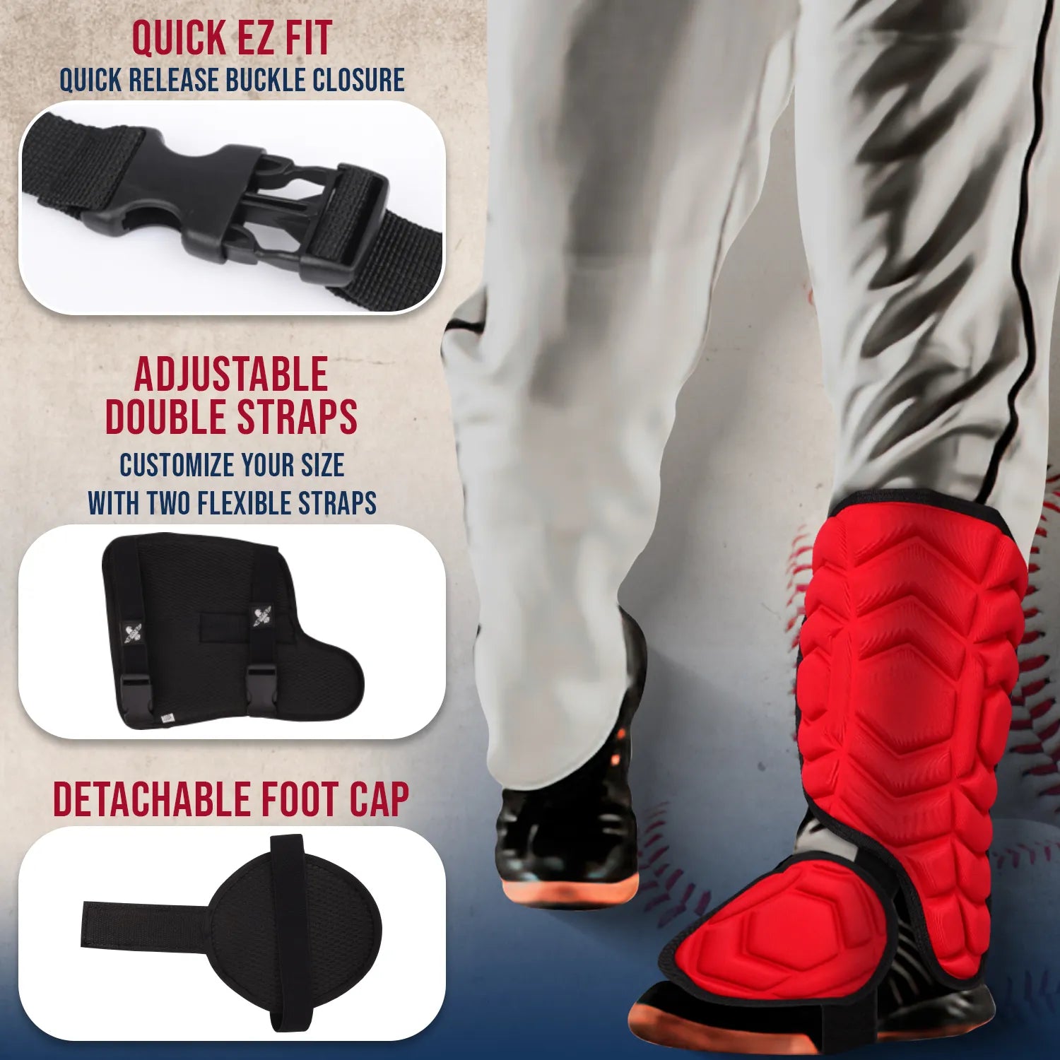 Baseball Batter's Leg Guard with Adjustable Straps Lazer