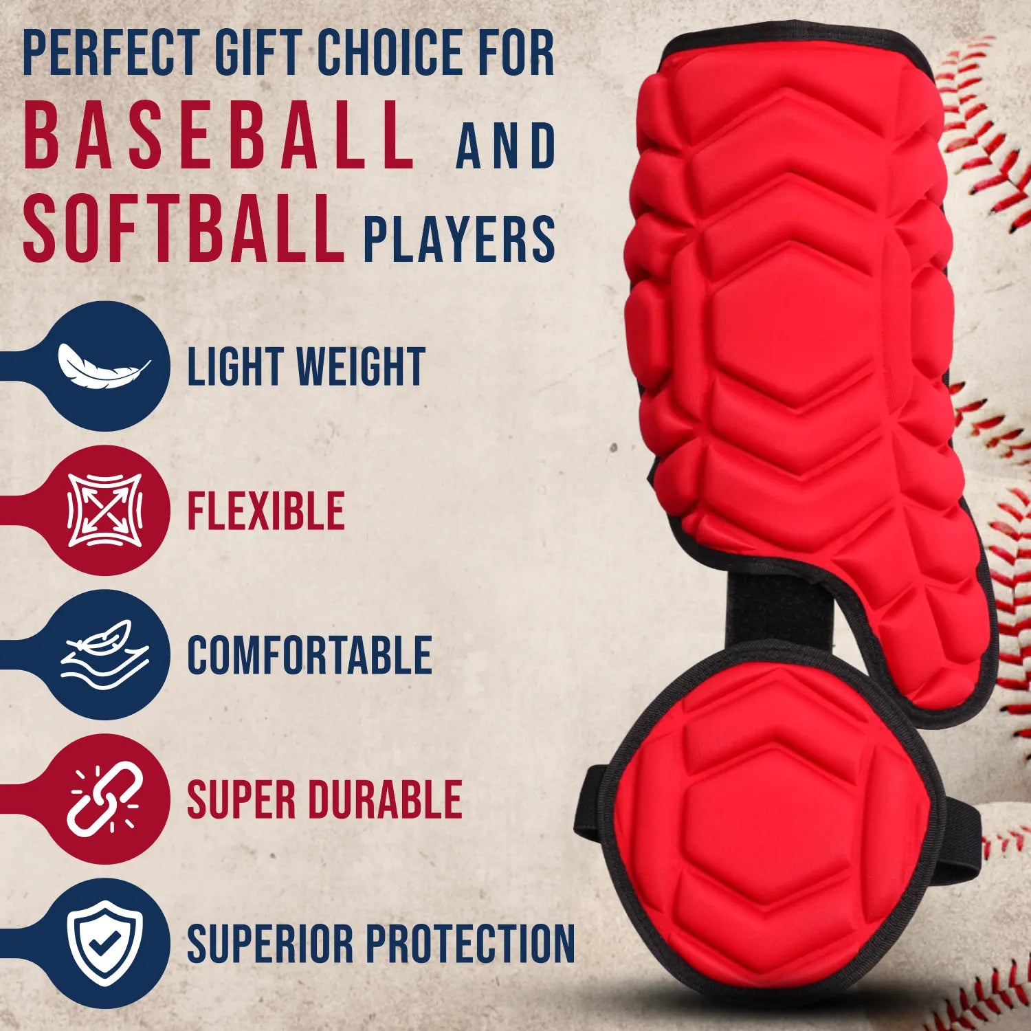 Baseball Batter's Leg Guard with Adjustable Straps Lazer