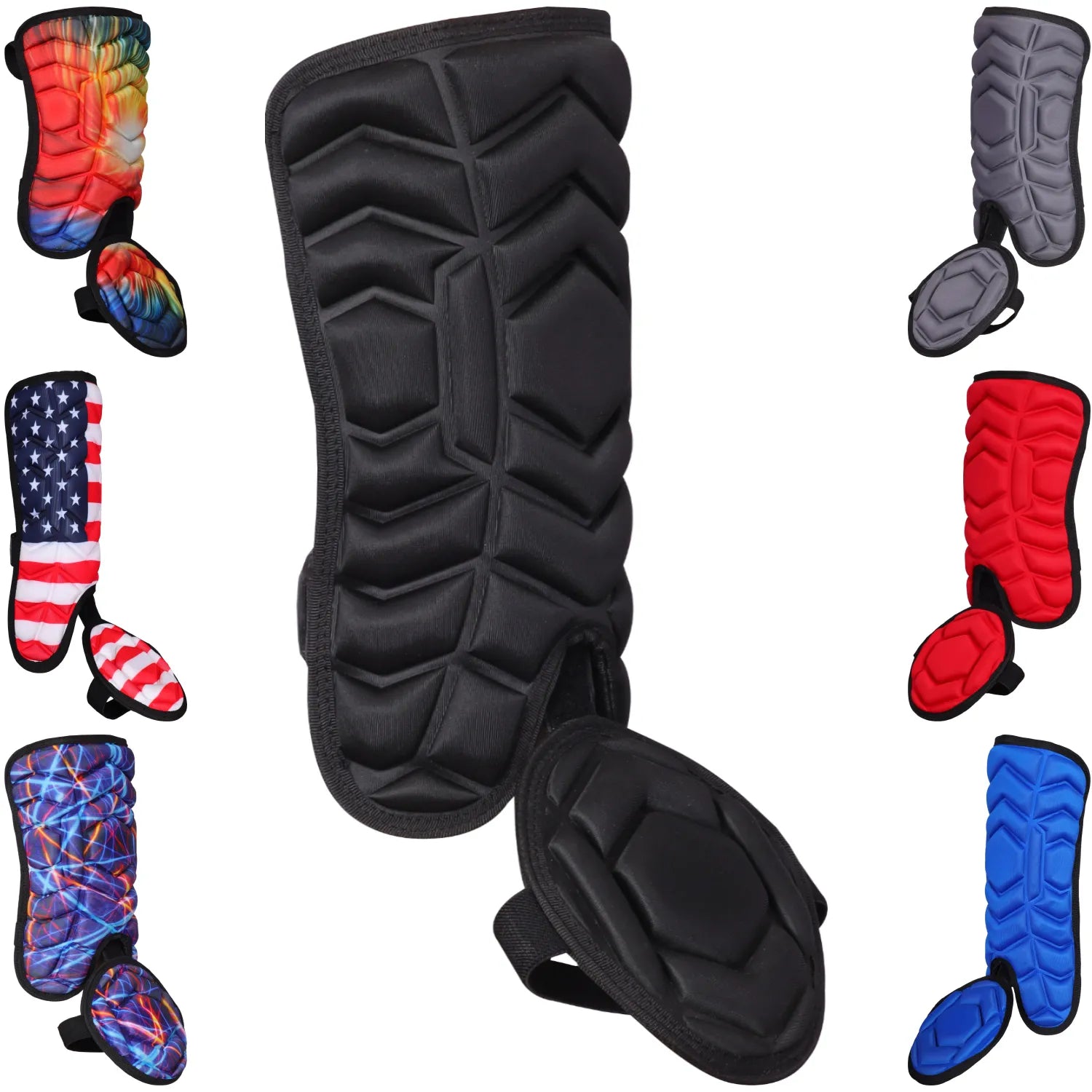 Baseball Batter's Leg Guard with Adjustable Straps Black