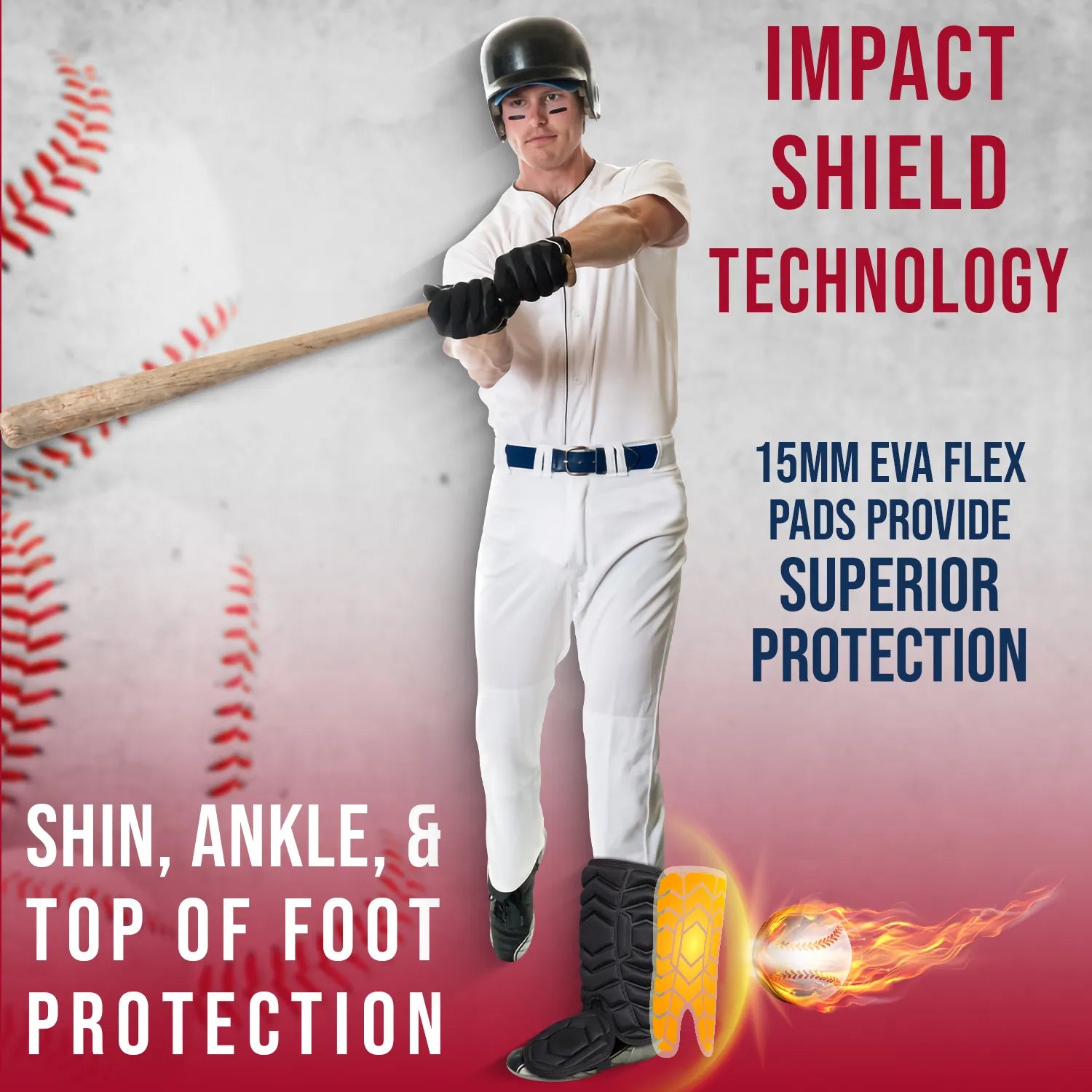 Baseball Batter's Leg Guard with Adjustable Straps Lazer