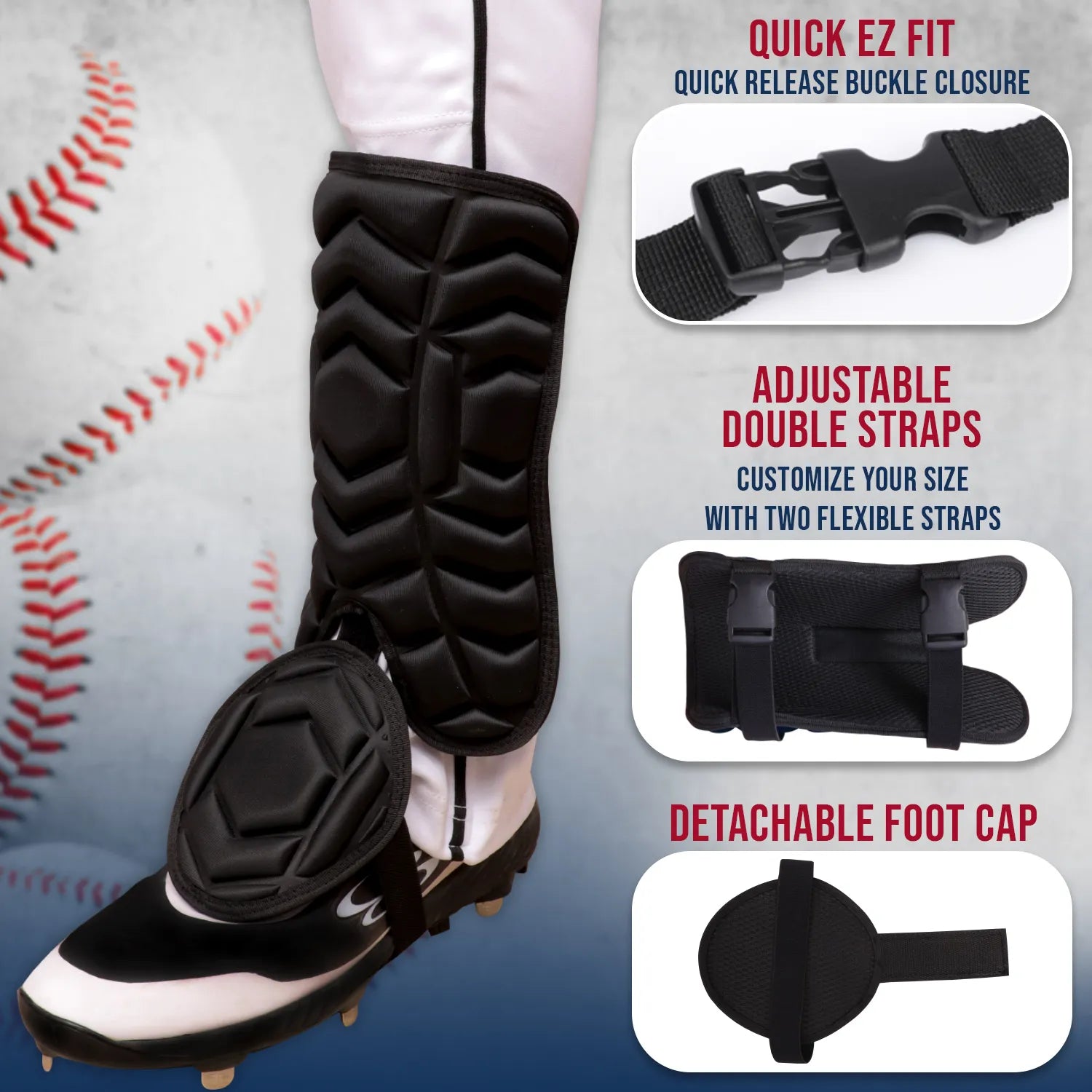 Baseball Batter's Leg Guard with Adjustable Straps Lazer