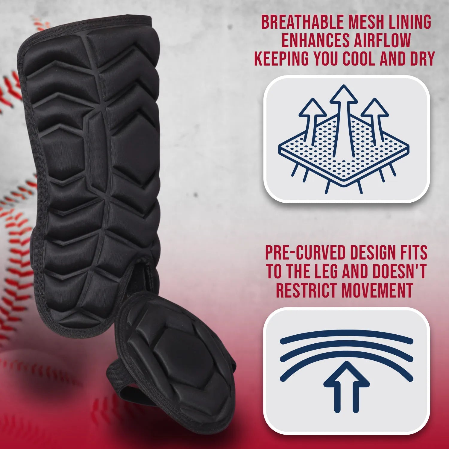 Baseball Batter's Leg Guard with Adjustable Straps Lazer