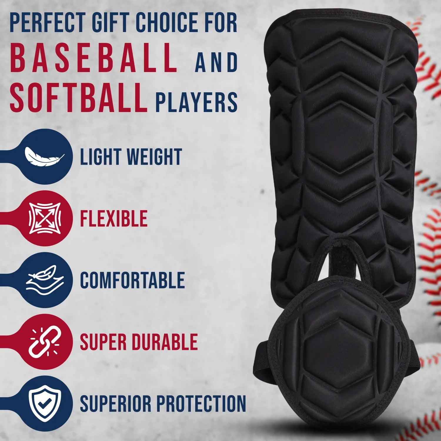 Baseball Batter's Leg Guard with Adjustable Straps Lazer