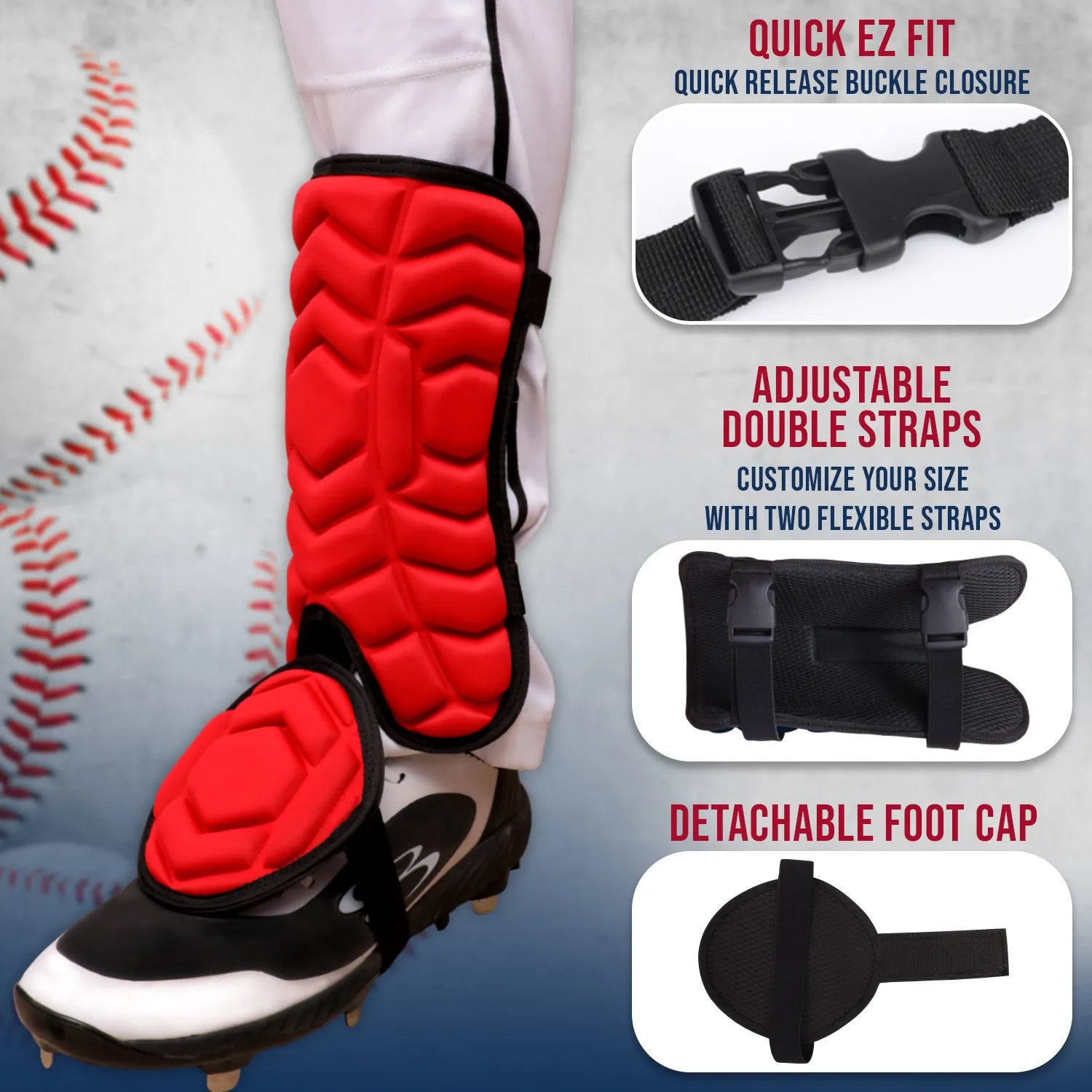 Baseball Batter's Leg Guard with Adjustable Straps Lazer