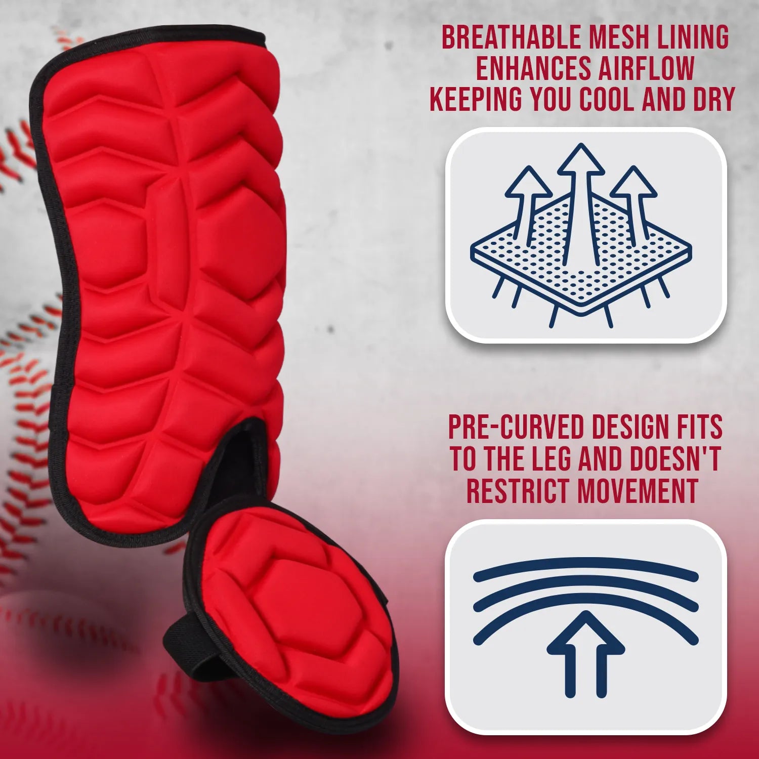 Baseball Batter's Leg Guard with Adjustable Straps Lazer