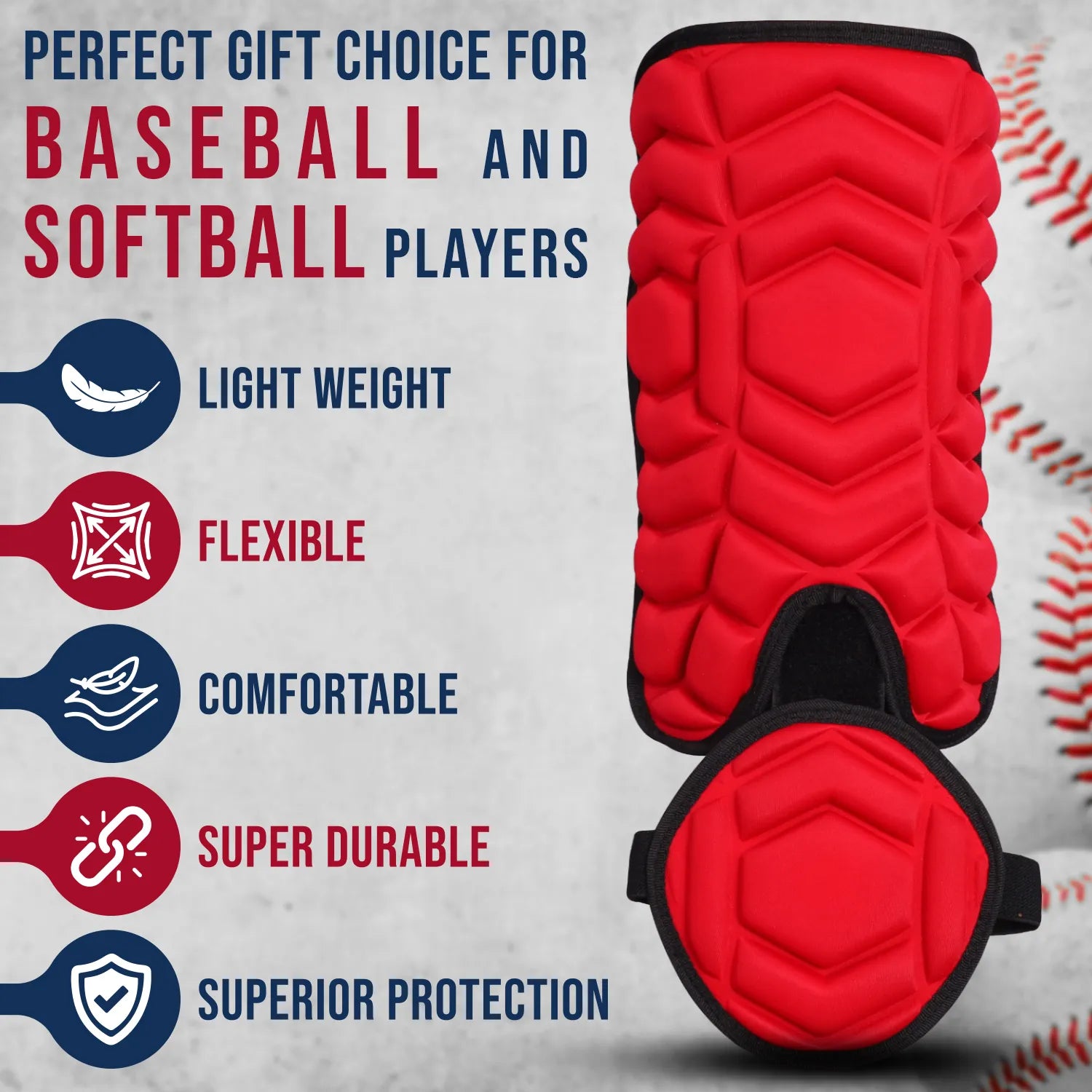 Baseball Batter's Leg Guard with Adjustable Straps Lazer