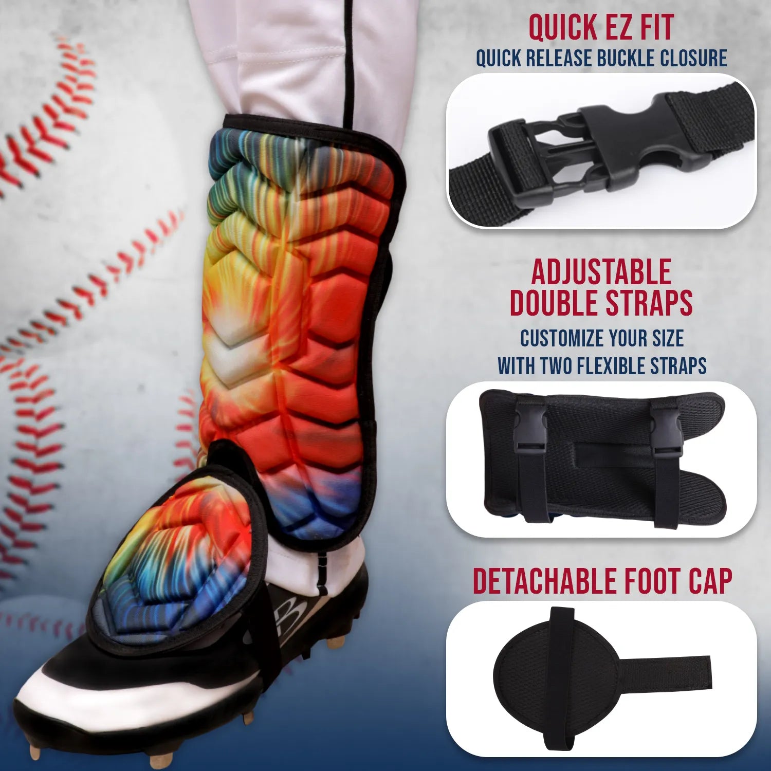 Baseball Batter's Leg Guard with Adjustable Straps Lazer