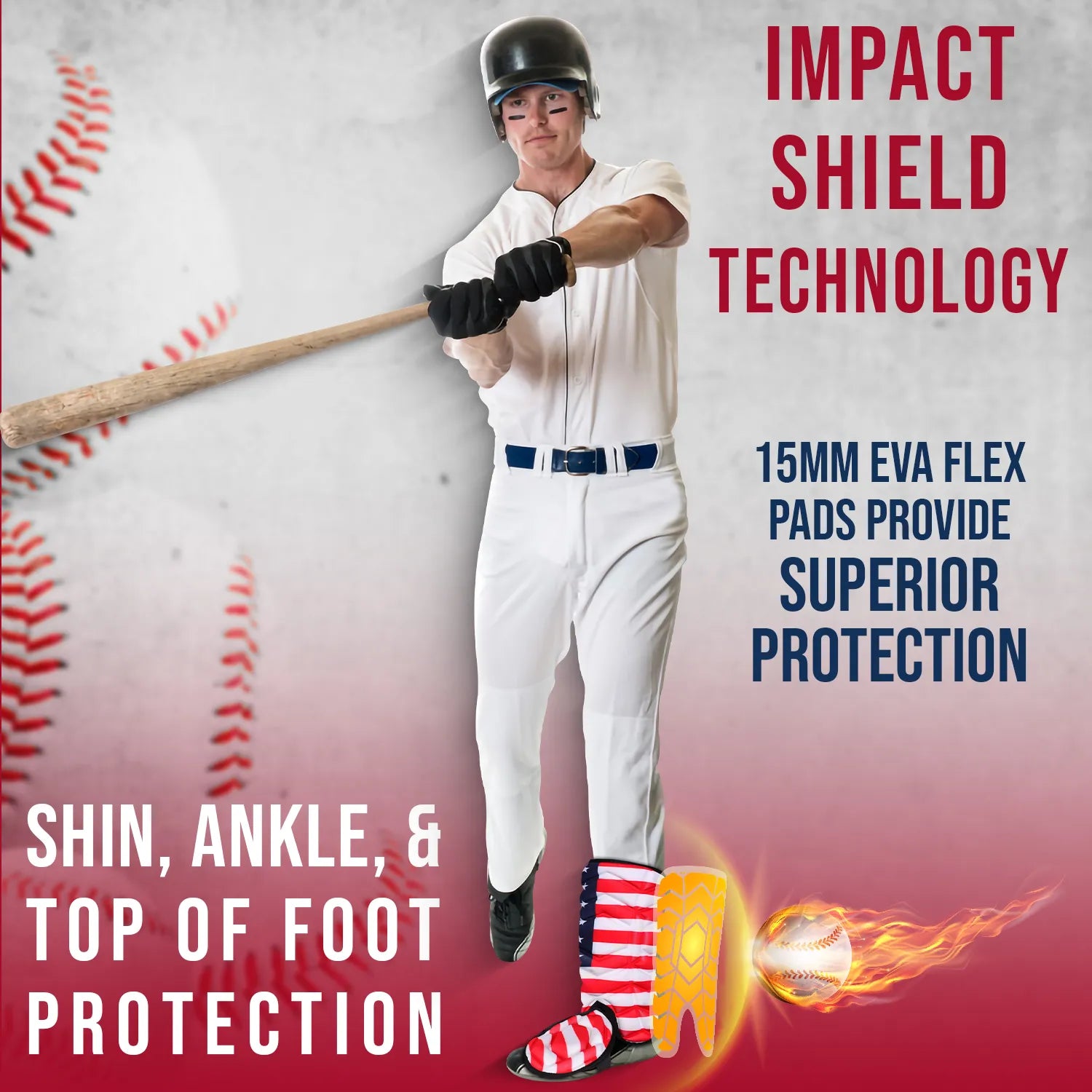 Baseball Batter's Leg Guard with Adjustable Straps Lazer