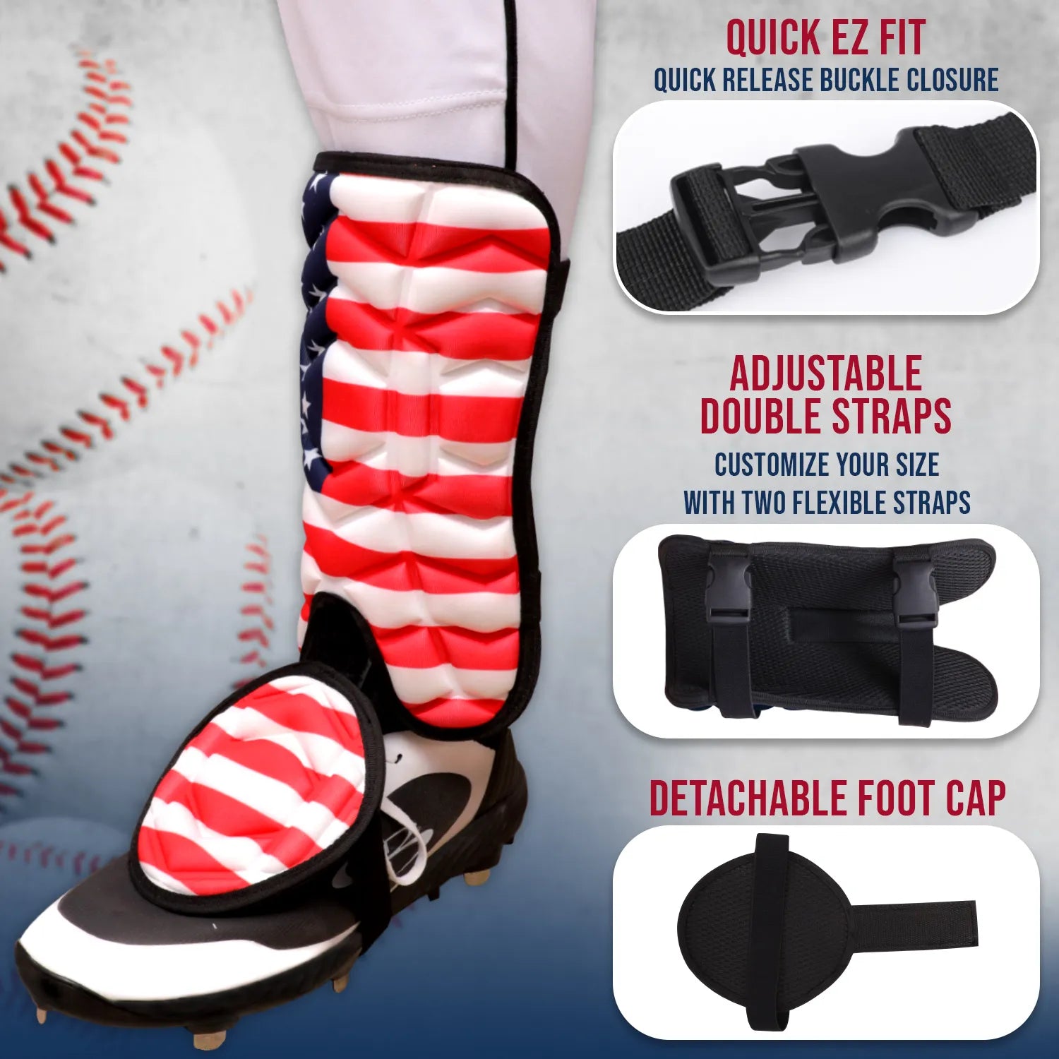 Baseball Batter's Leg Guard with Adjustable Straps Lazer