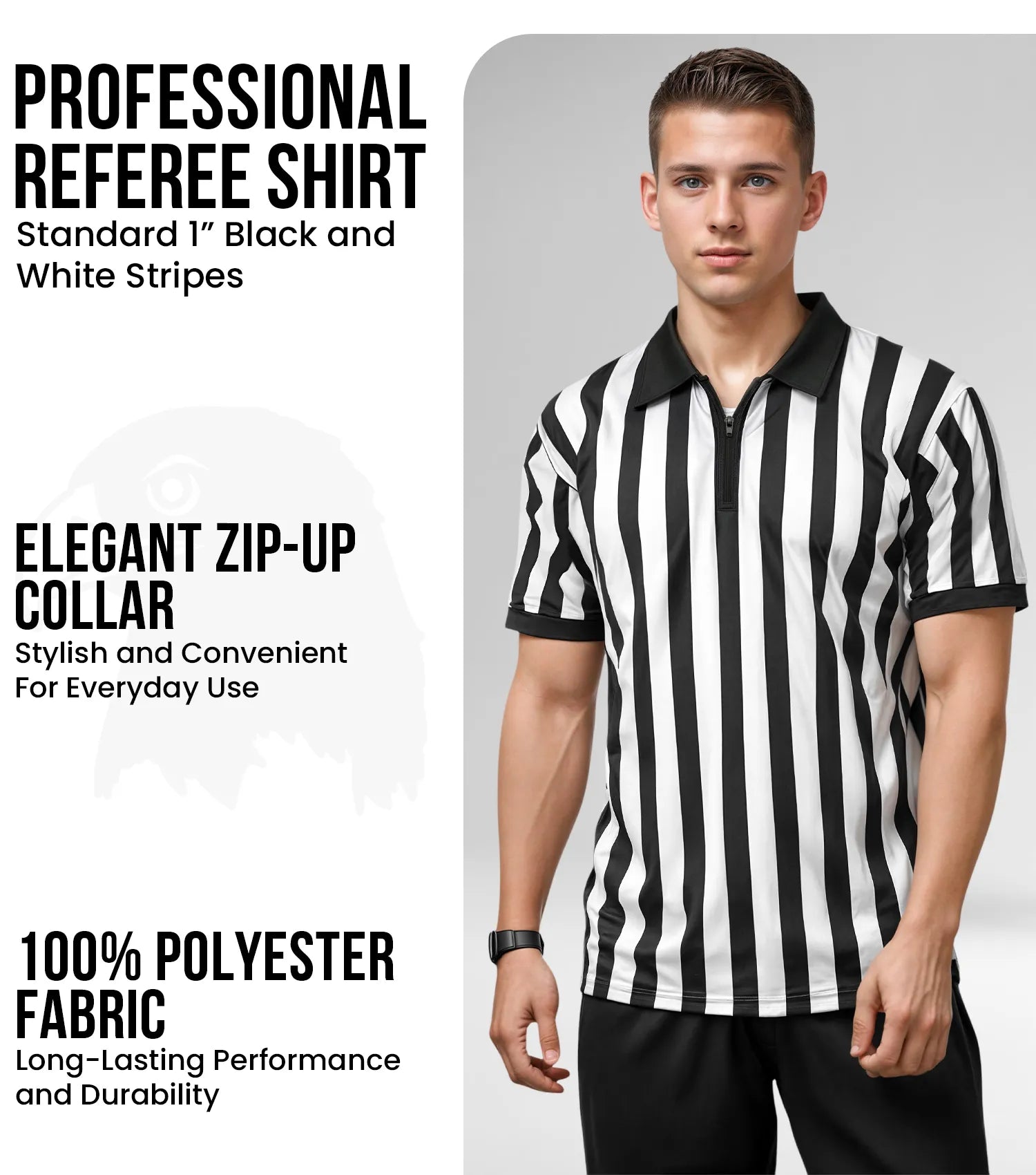 Referee Shirt for Men and Women, Black & White Stripes