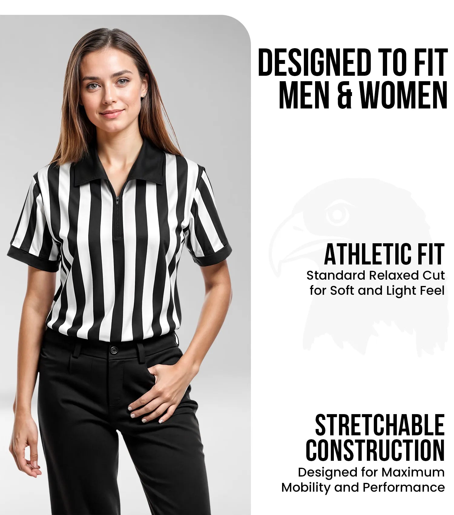 Referee Shirt for Men and Women, Black & White Stripes
