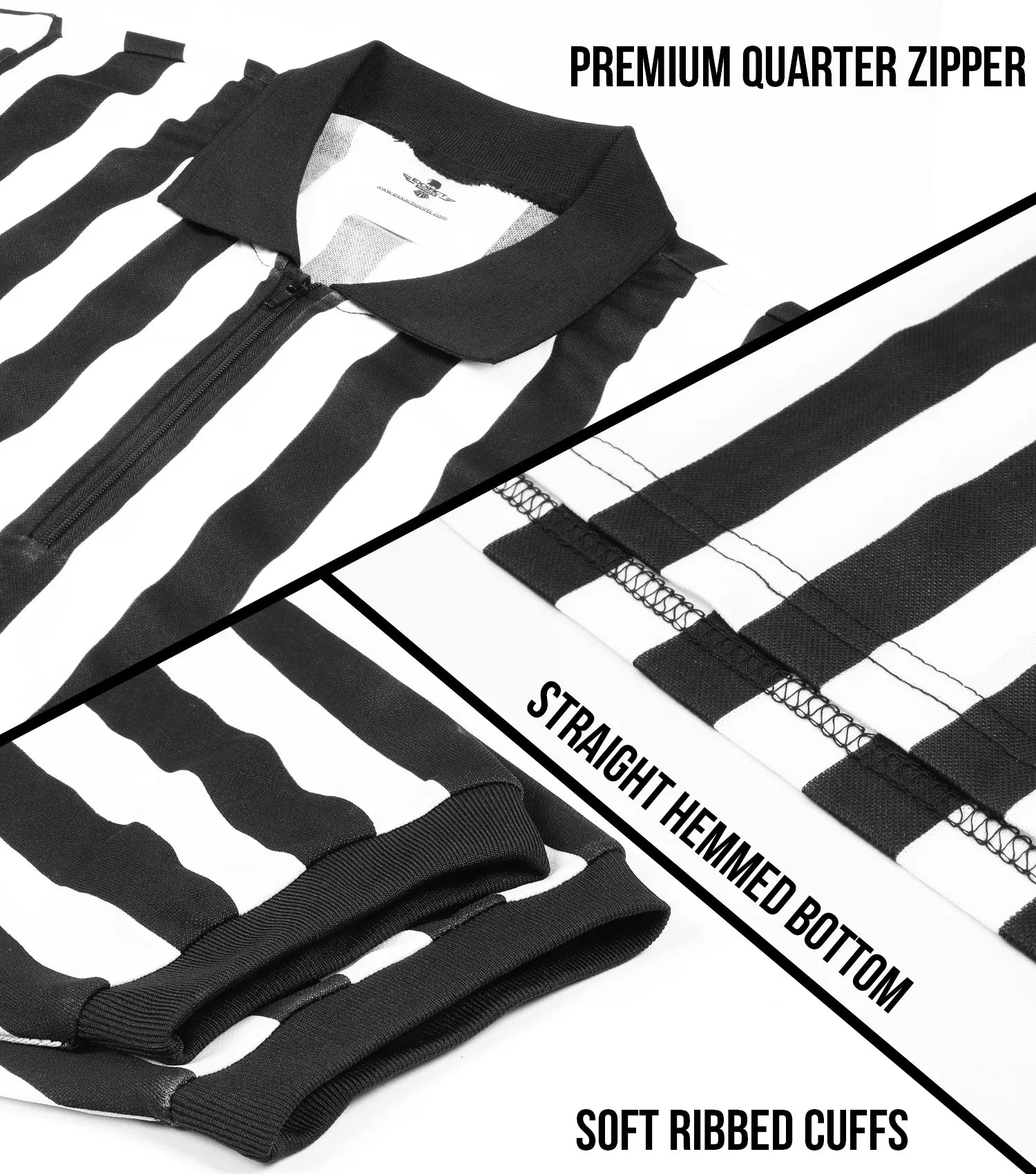 トップス JIMWAG Referee shirt Toptie Men's Official Long Sleeve Black & White Striped
