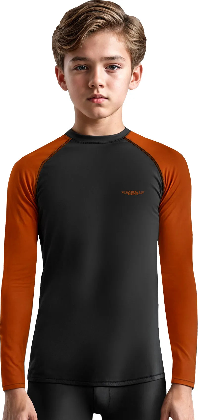 Kids Brown BJJ Rash Guard Long Sleeve