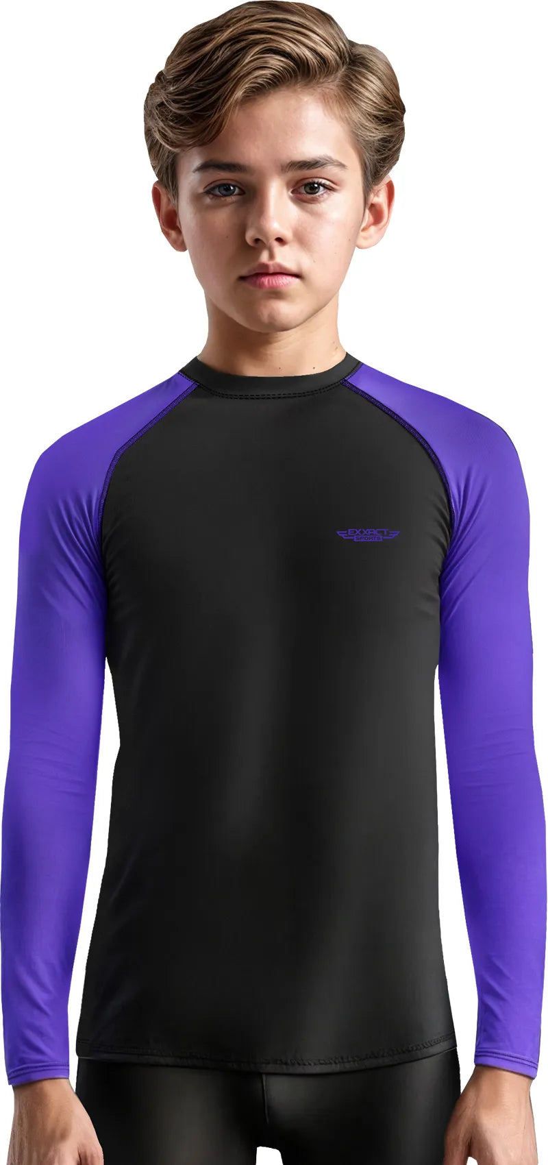 Kids Purple BJJ Rash Guard Long Sleeve