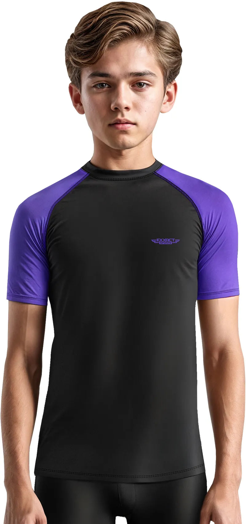 Kids Purple BJJ Rash Guard Short Sleeve