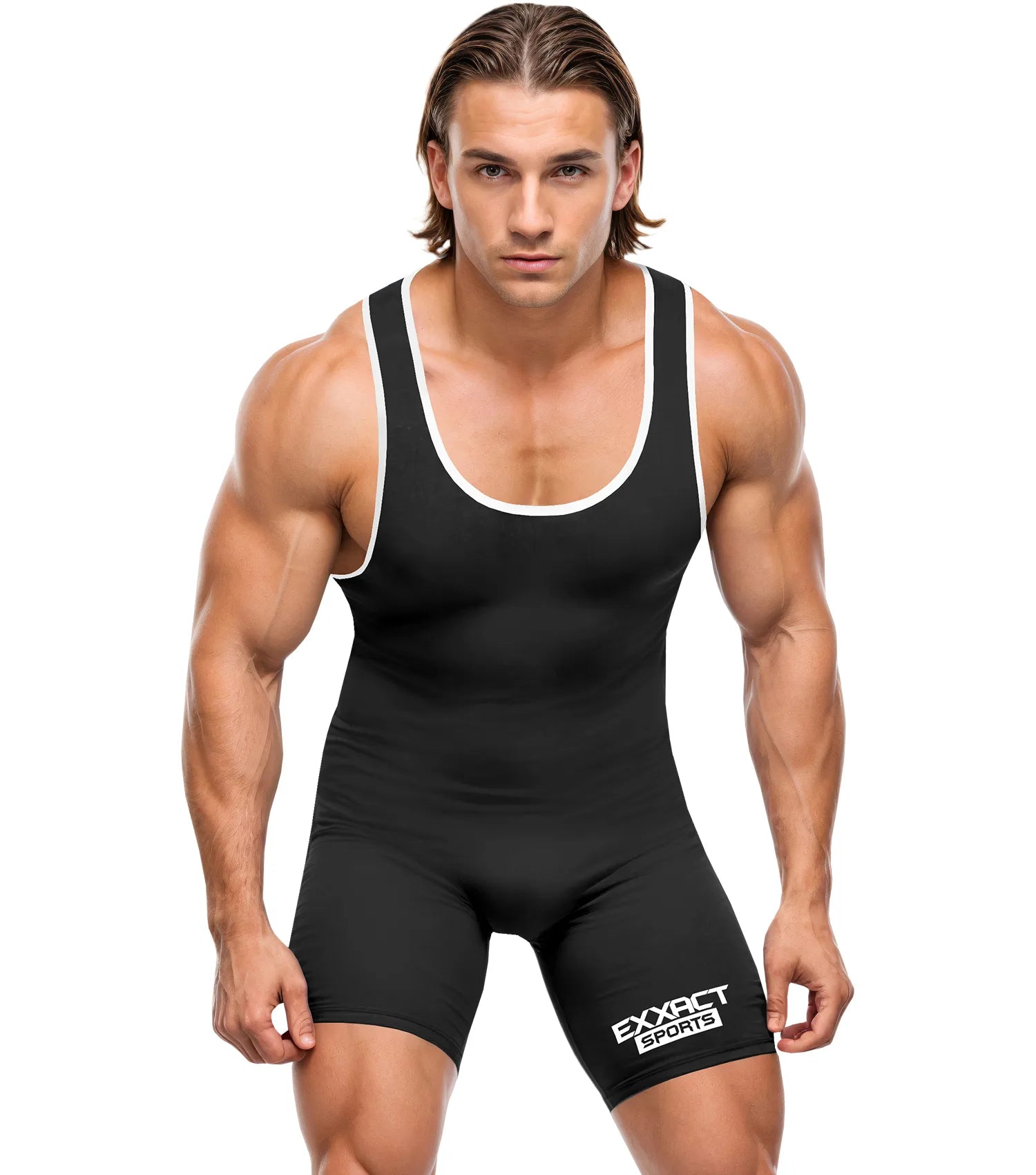 Men's Plain Black Wrestling Singlets, Powerlifting Singlet