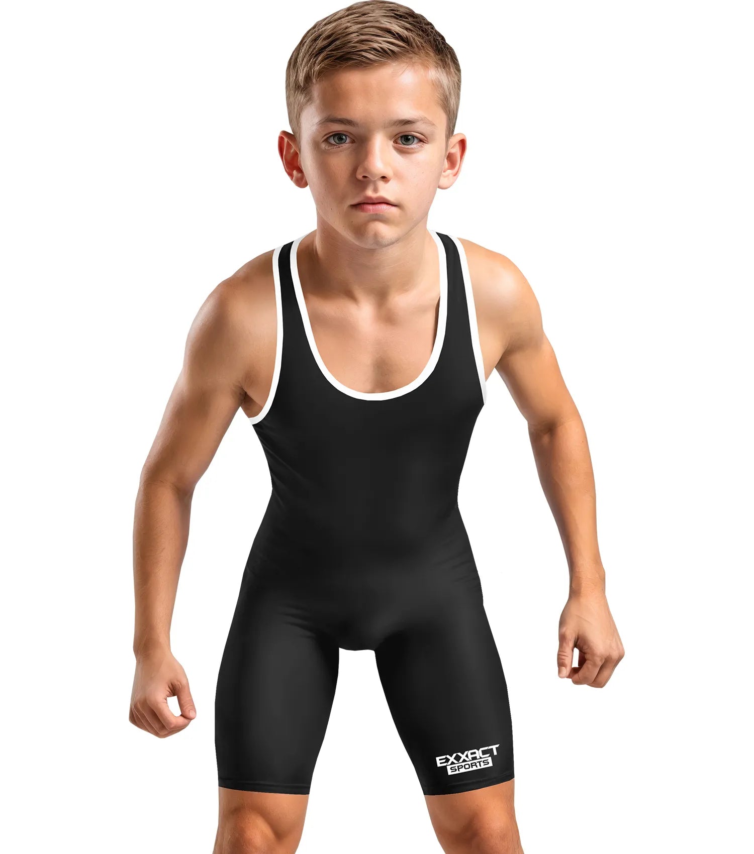 Boys Youth Plain Black Wrestling Singlets, Powerlifting Singlet