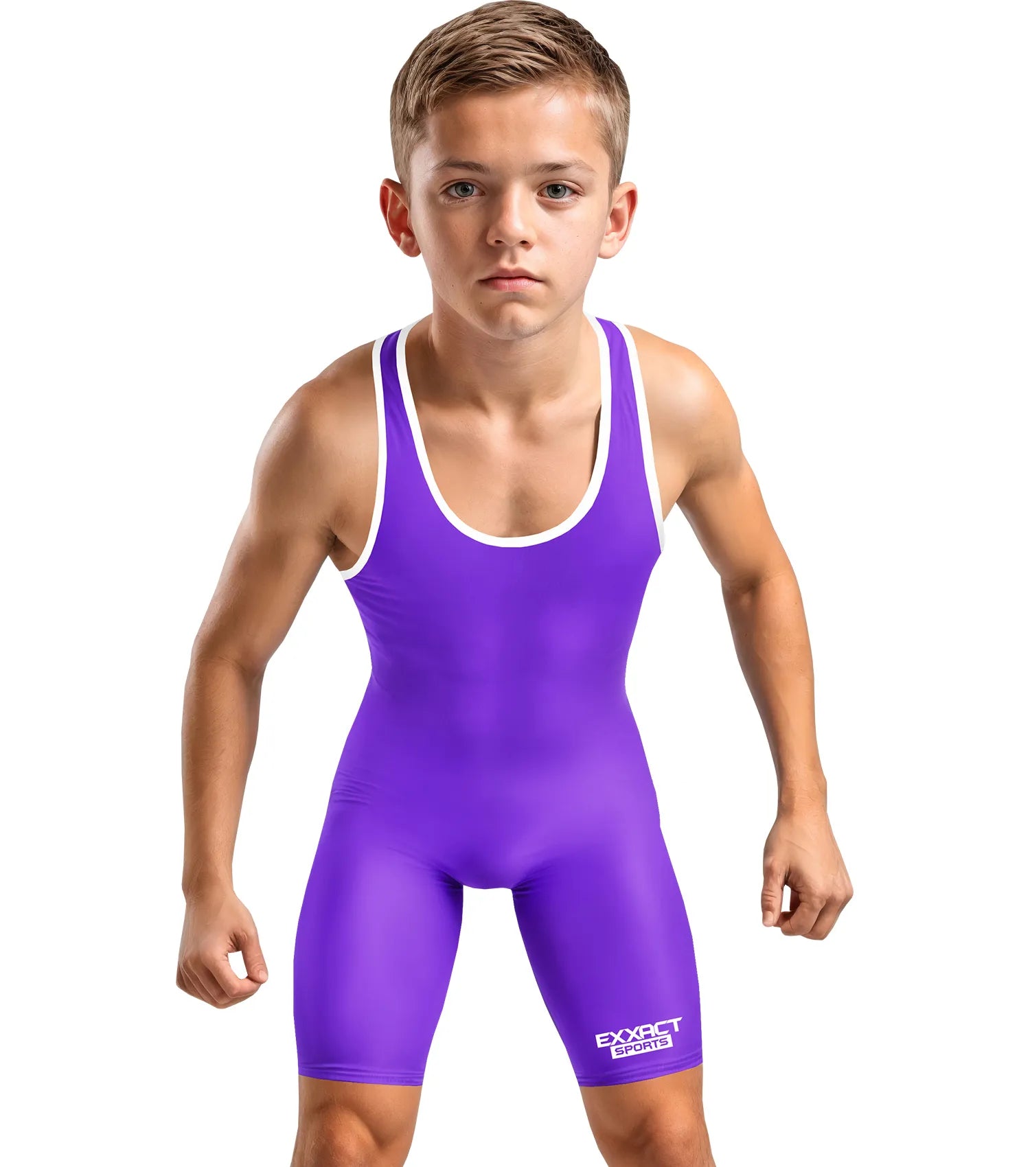 Boys Youth Plain Purple Wrestling Singlets, Powerlifting Singlet