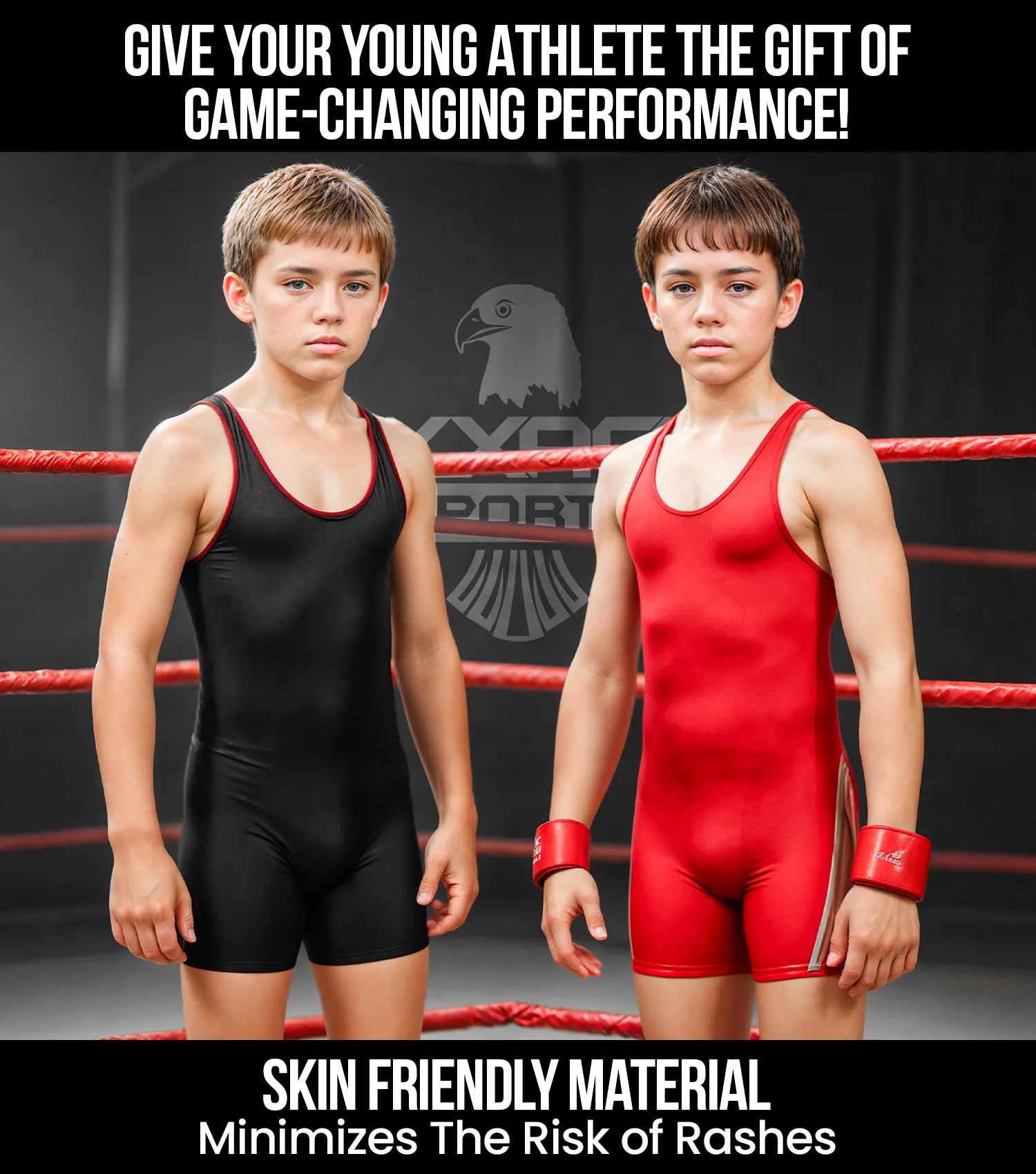 Boys Youth Sublimated Wrestling Singlets Black Lion