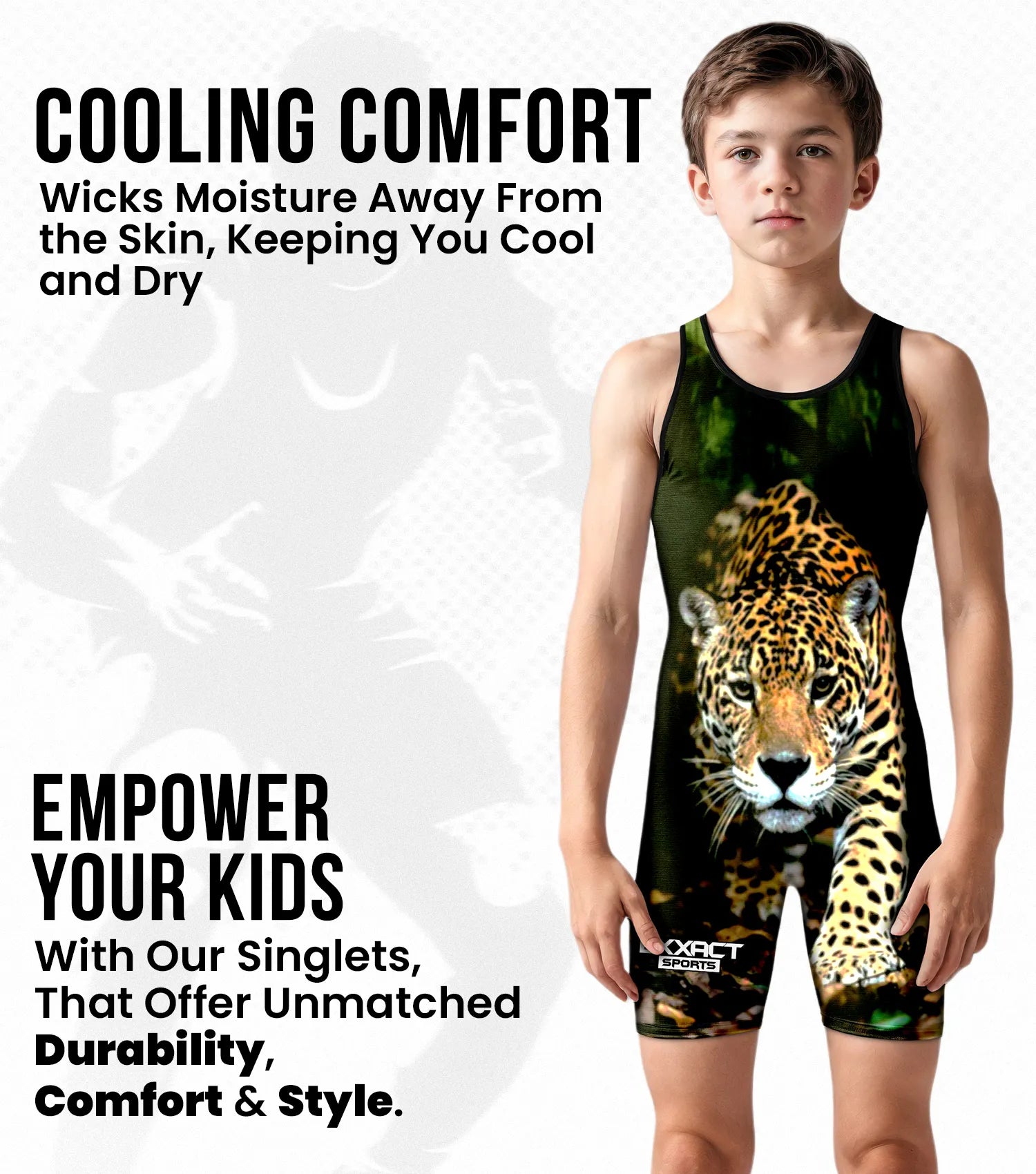 Boys Youth Sublimated Wrestling Singlets Leopard