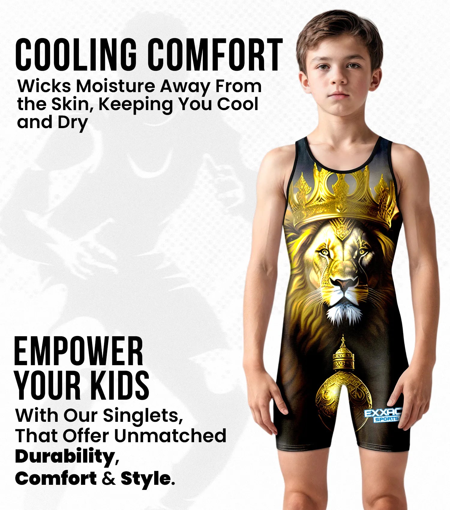 Boys Youth Sublimated Wrestling Singlets Lion