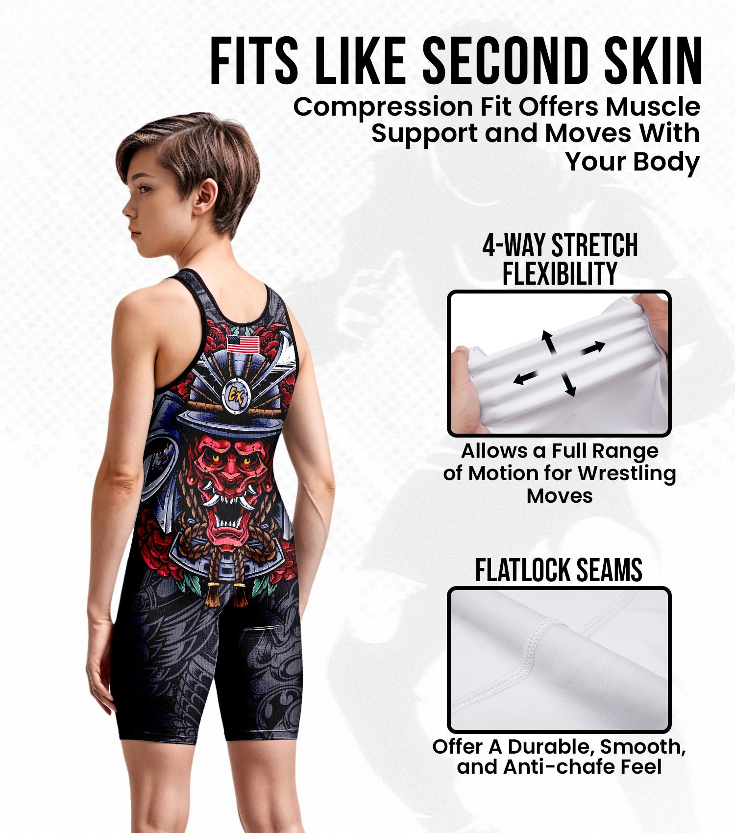 Boys Youth Sublimated Wrestling Singlets Samurai