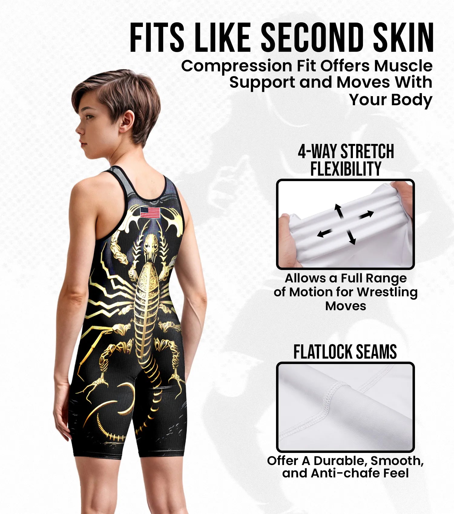 Boys Youth Sublimated Wrestling Singlets Scorpion