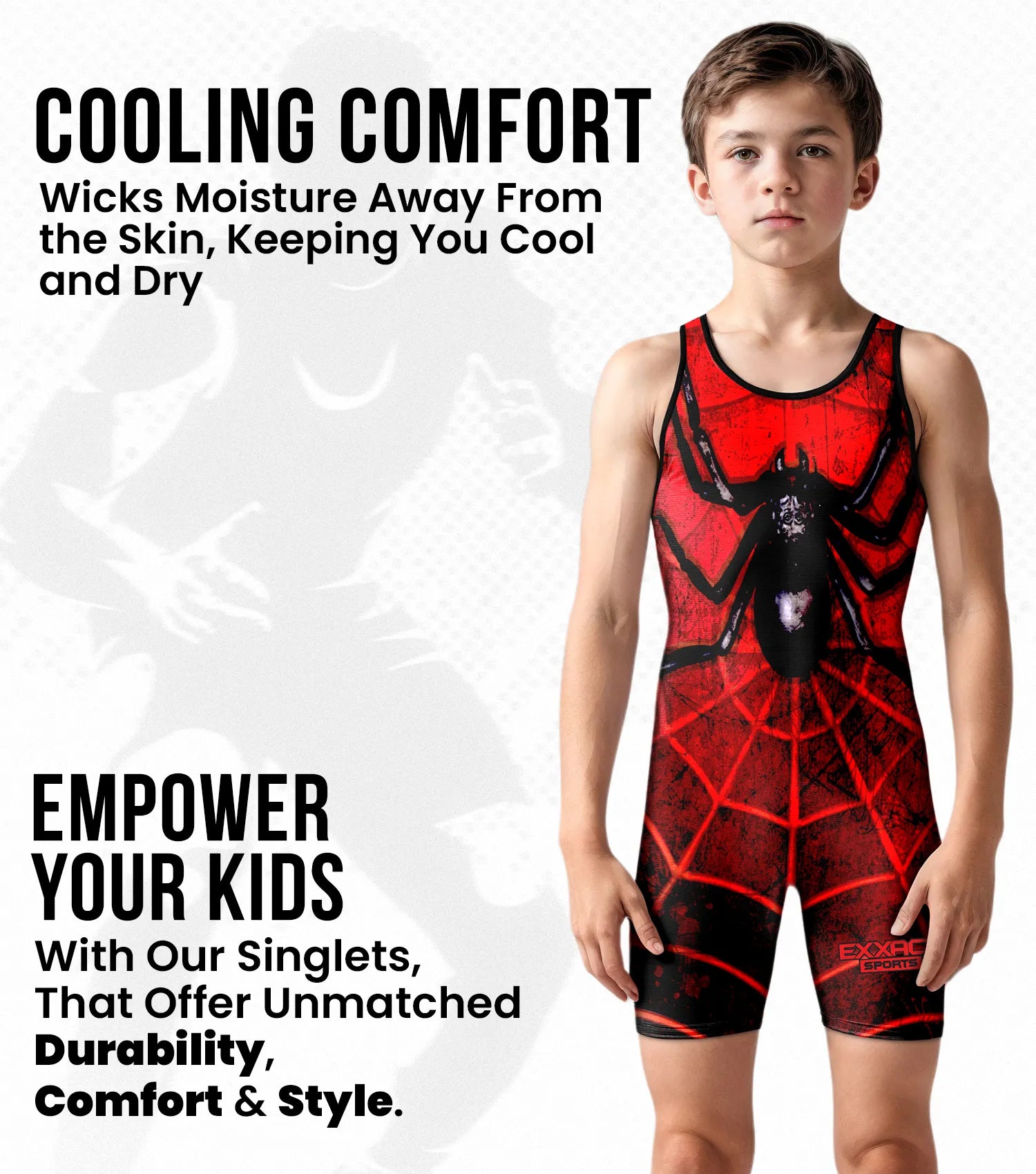 Boys Youth Sublimated Wrestling Singlets Spider