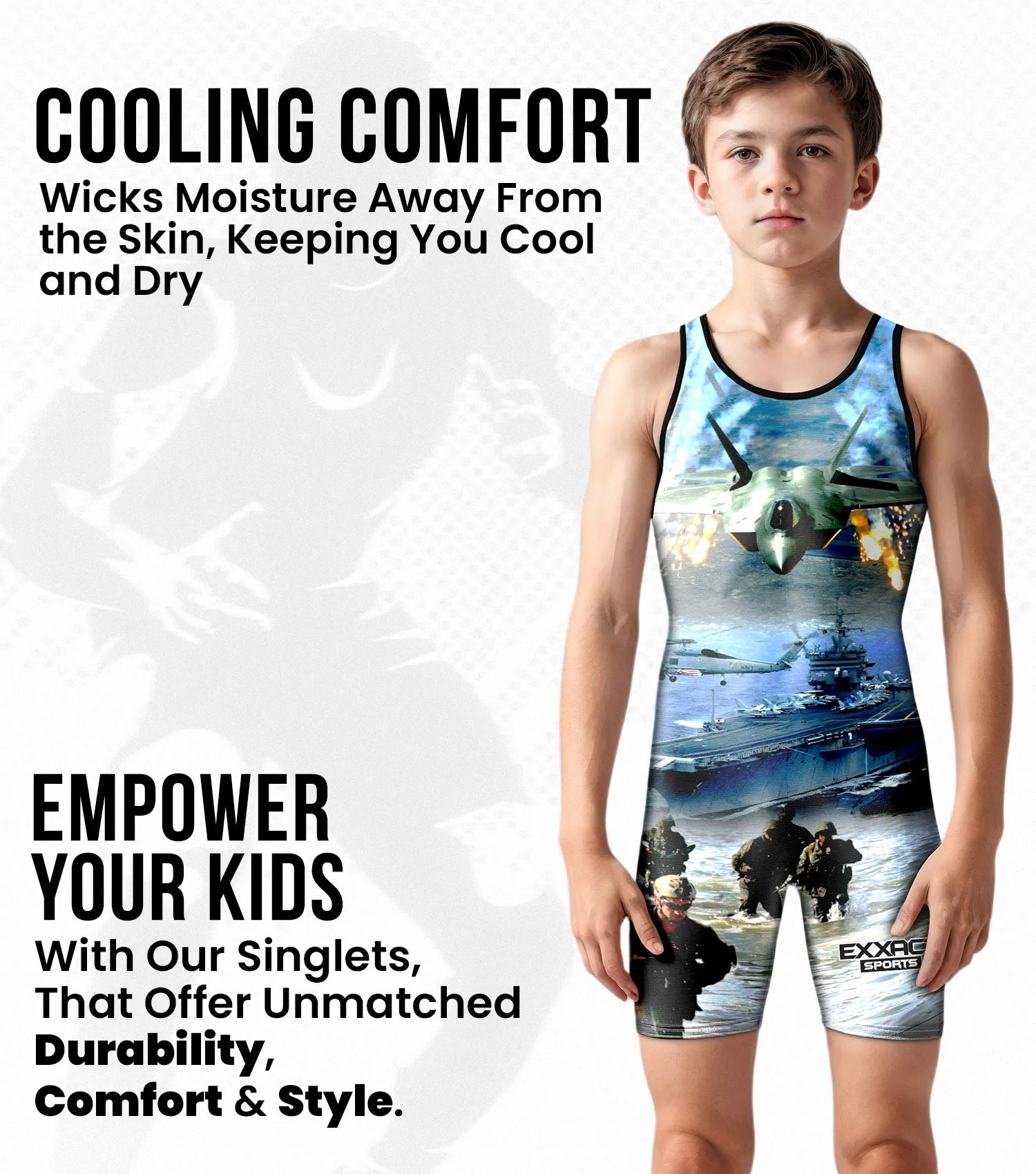 Boys Youth Sublimated Wrestling Singlets US Army