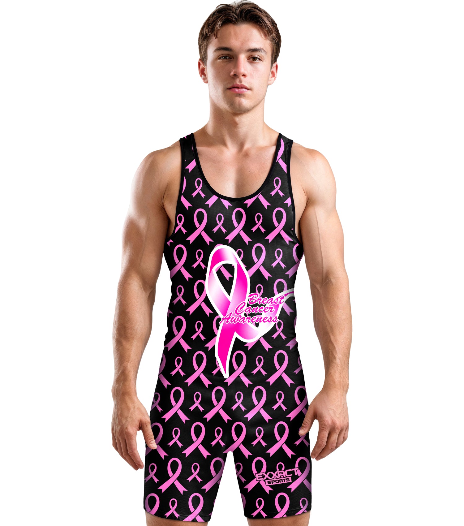 Men's Sublimated Wrestling Singlets Breast Cancer (Adult)