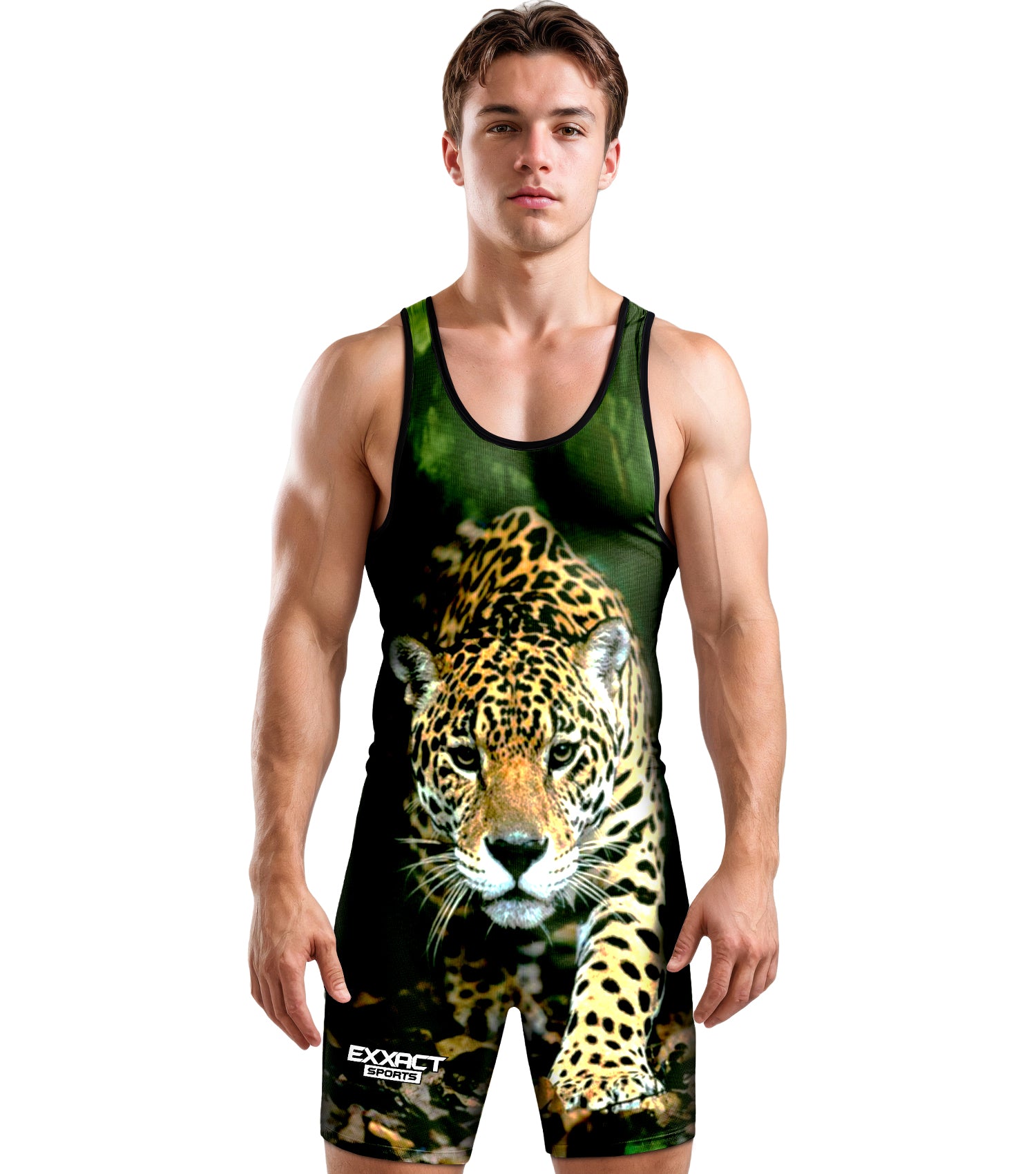 Men's Sublimated Wrestling Singlets Leopard (Adult)