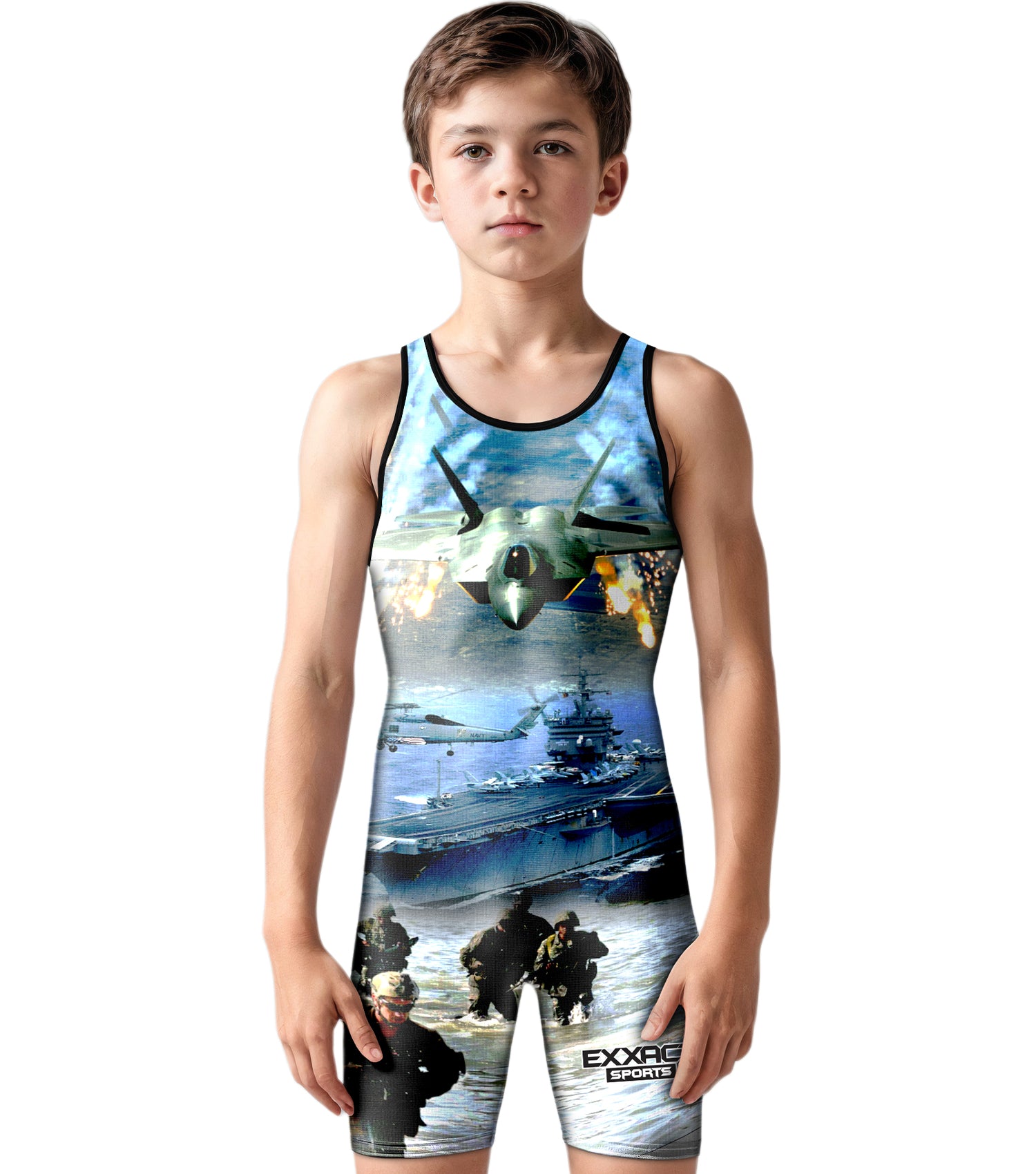 Boys Youth Sublimated Wrestling Singlets US Army