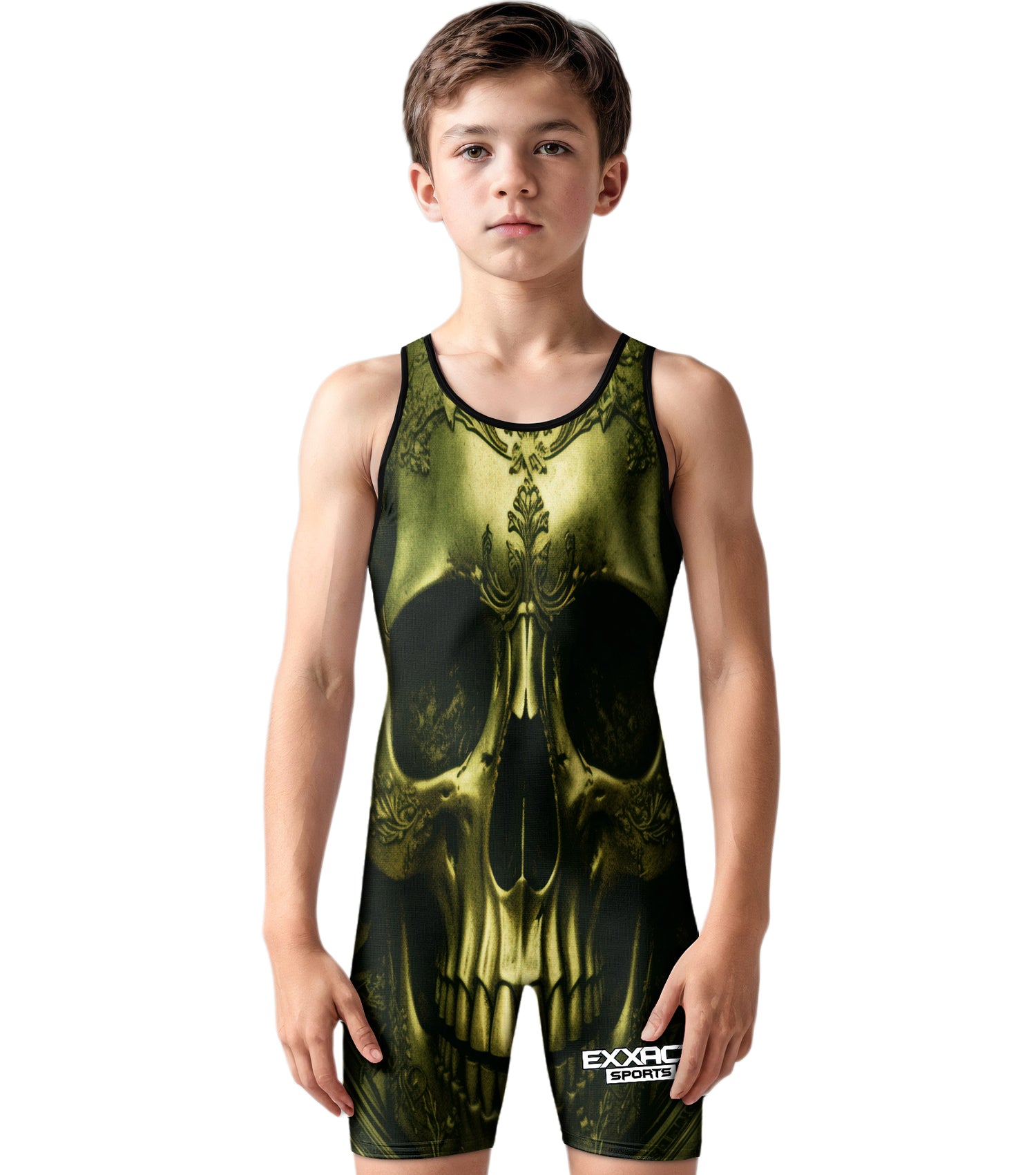 Boys Youth Sublimated Wrestling Singlets Skull