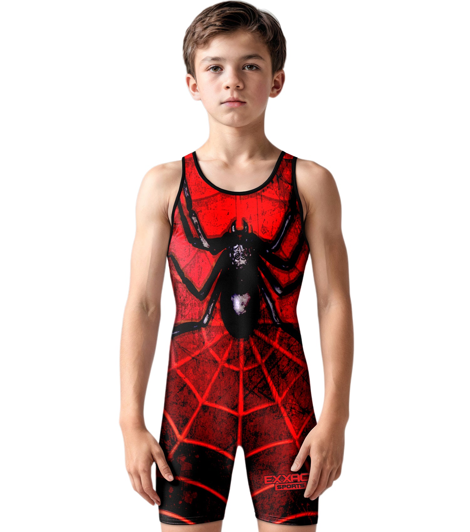 Boys Youth Sublimated Wrestling Singlets Spider