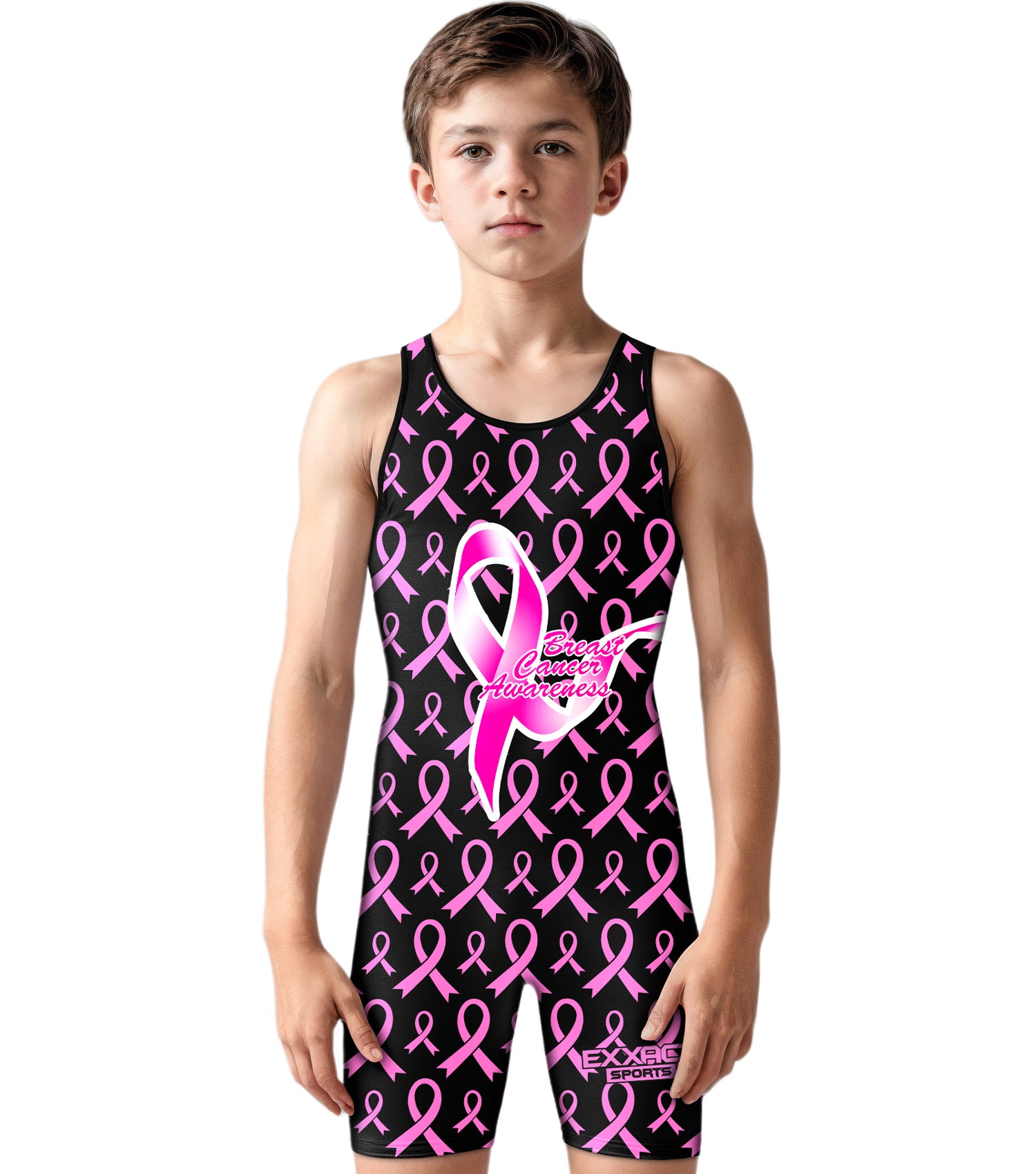 Boys Youth Sublimated Wrestling Singlets Breast Cancer