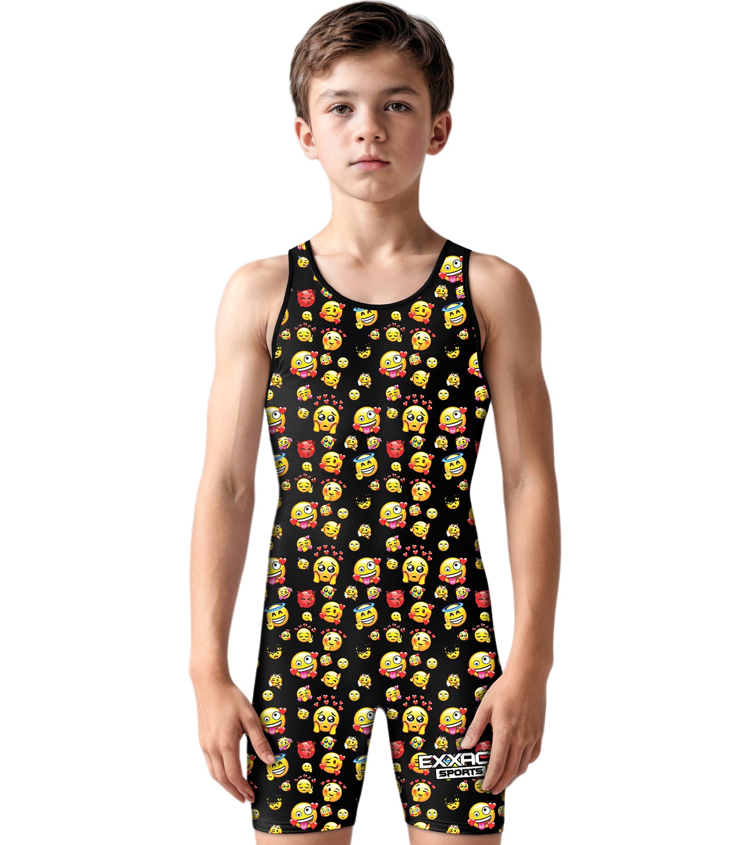 Boys Youth Sublimated Wrestling Singlets Emoji