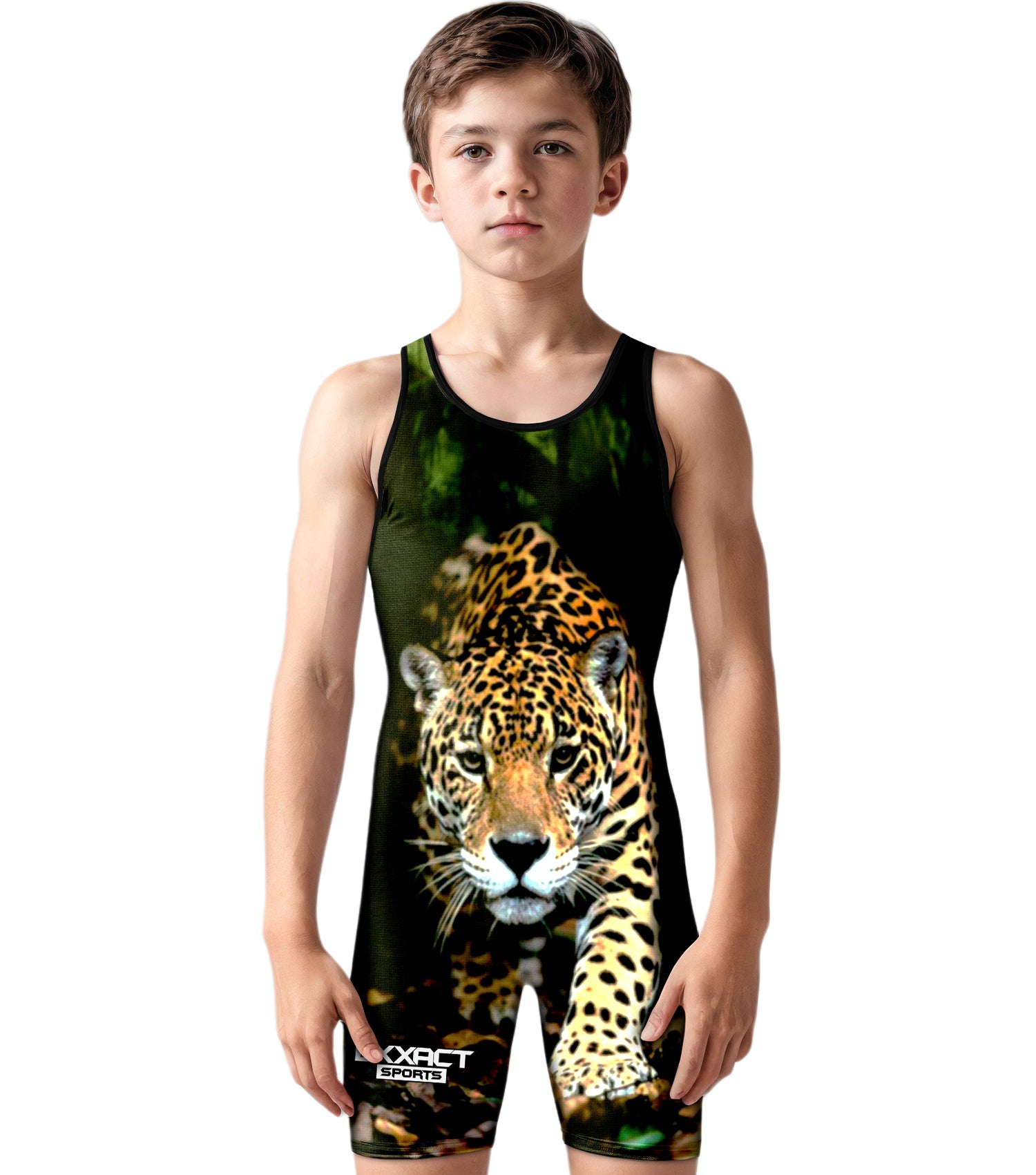 Boys Youth Sublimated Wrestling Singlets Leopard