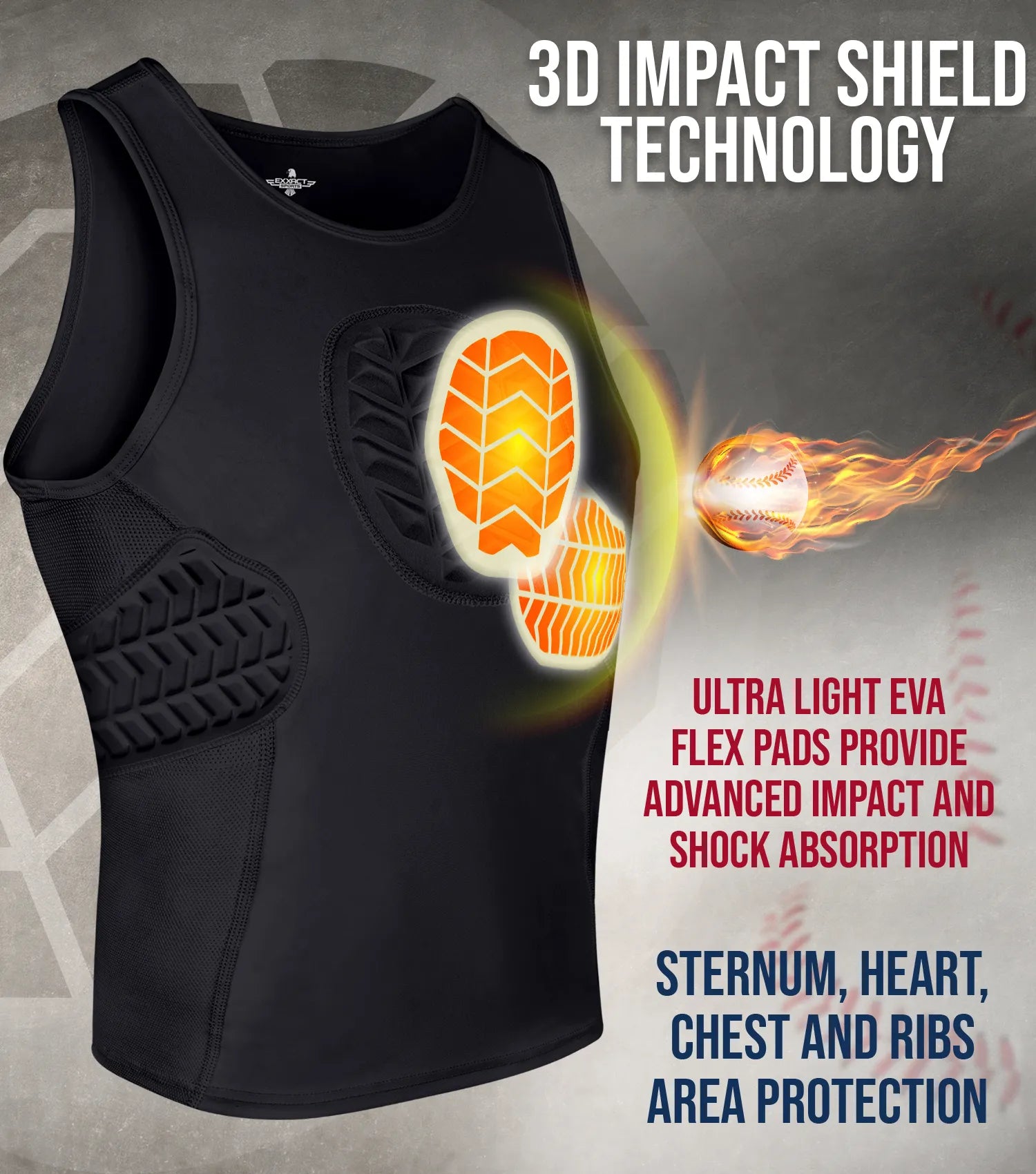 Tank Top Boys Baseball Chest & Rib Protector Black