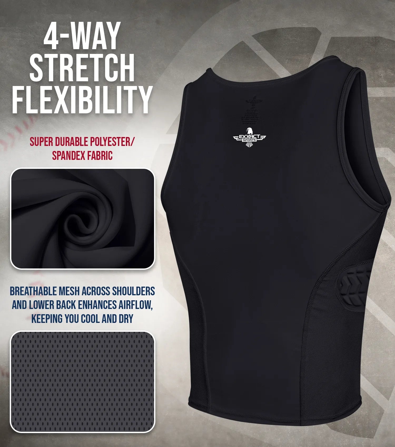 Tank Top Boys Baseball Chest & Rib Protector Black