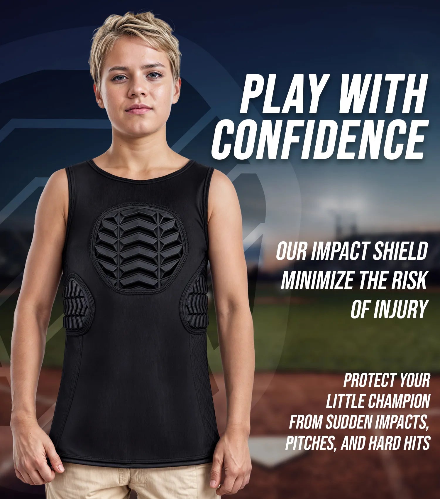 Tank Top Boys Baseball Chest & Rib Protector Black