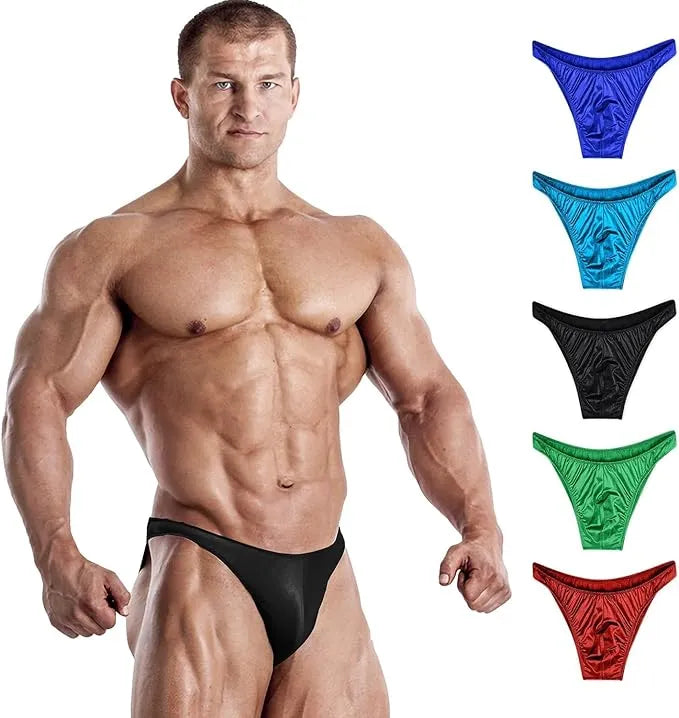 Men's V-Cut Bodybuilding Competition Posing Trunks Black