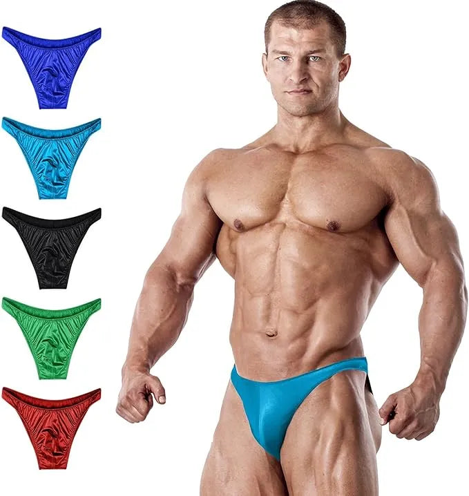 Men's V-Cut Bodybuilding Competition Posing Trunks Aqua Teal