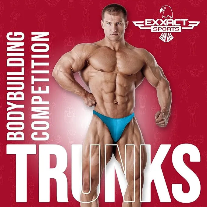 Men's V-Cut Bodybuilding Competition Posing Trunks Aqua Teal