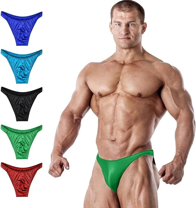 Men's V-Cut Bodybuilding Competition Posing Trunks Green