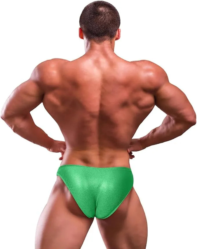 Men's V-Cut Bodybuilding Competition Posing Trunks Green