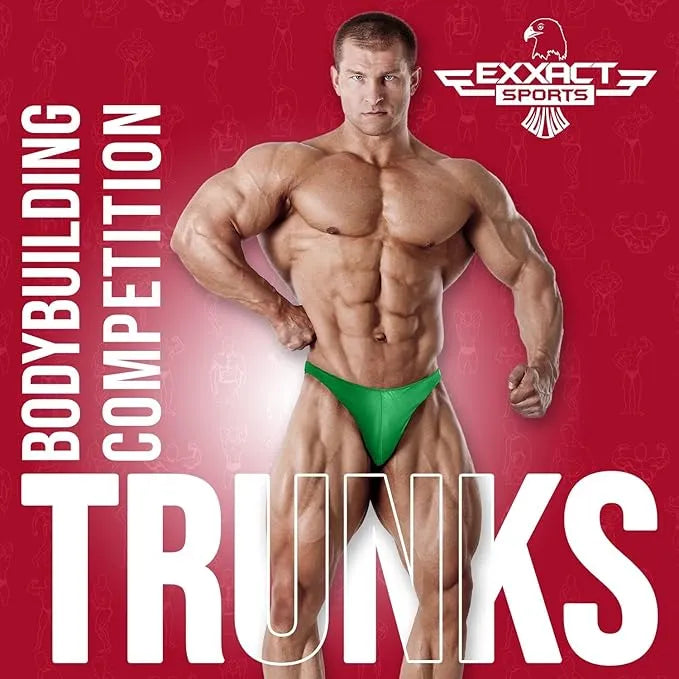 Men's V-Cut Bodybuilding Competition Posing Trunks Green