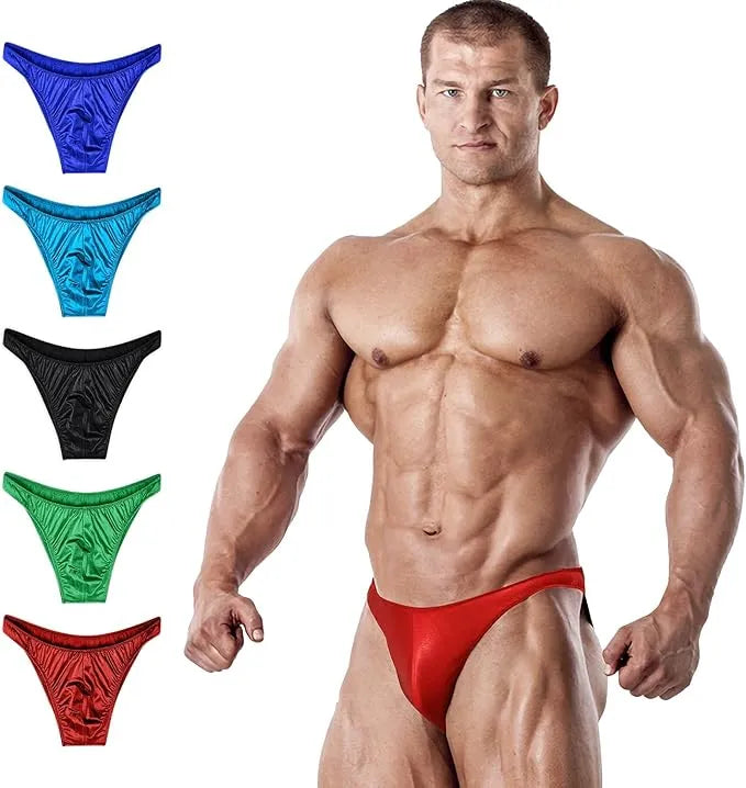 Men's V-Cut Bodybuilding Competition Posing Trunks Red